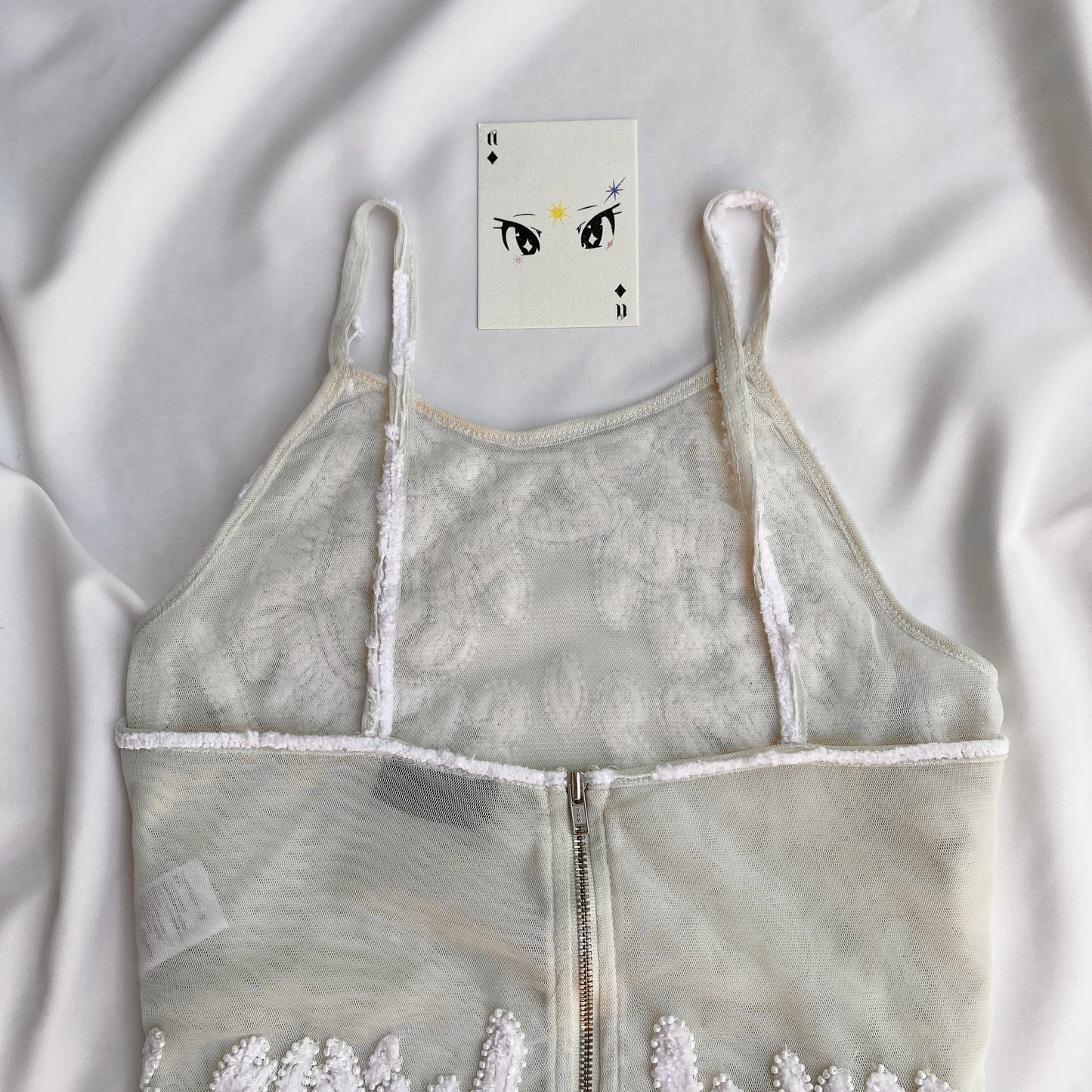 WHITE EMBELLISHED TOP FROM TOPSHOP (Bust : 34-36, Upper Waist : 28-32)