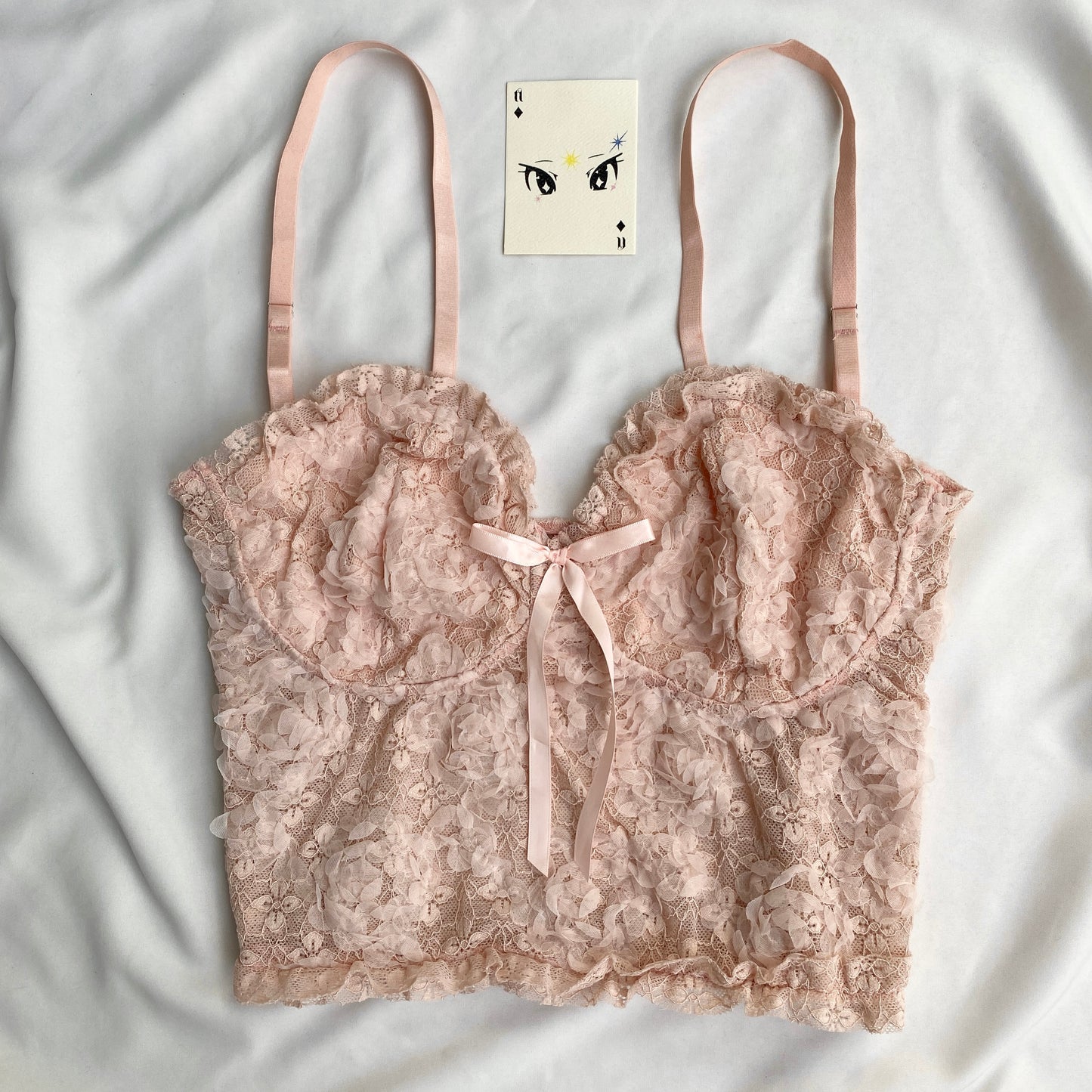PINK LACE BUSTIER (Bust : 38-40, Upper Waist : 34-38)