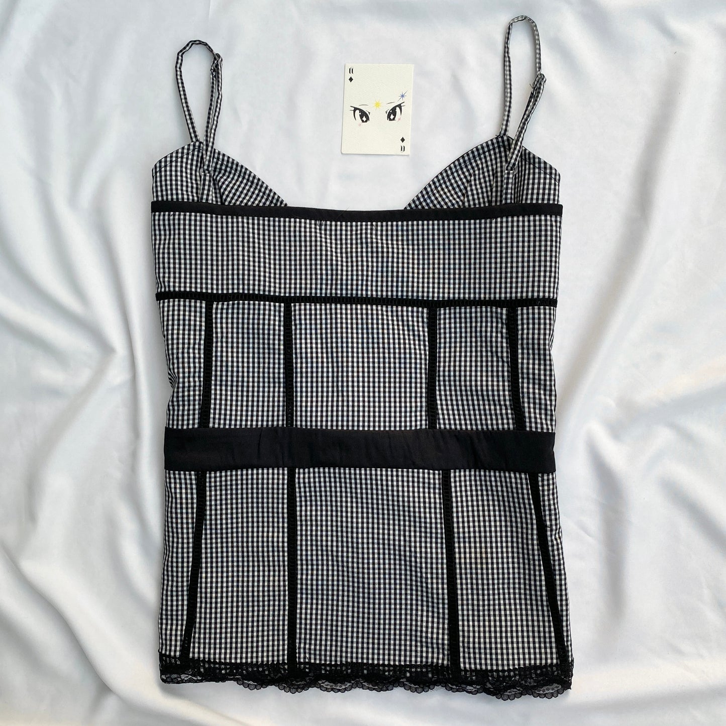BLACK PLAID CORSET (Bust : 34-36, Upper Waist : 28-32)