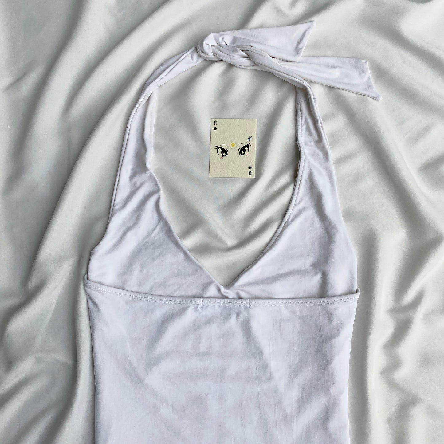WHITE EMBELLISHED HALTER TOP FROM RIVER ISLAND (Bust : 34-36, Upper Waist : 28-36)