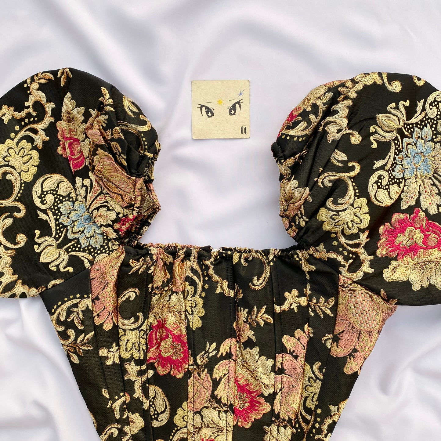 JACQUARD PUFF SLEEVE CORSET (BUST : 32-34, UPPER WAIST : 28-30)