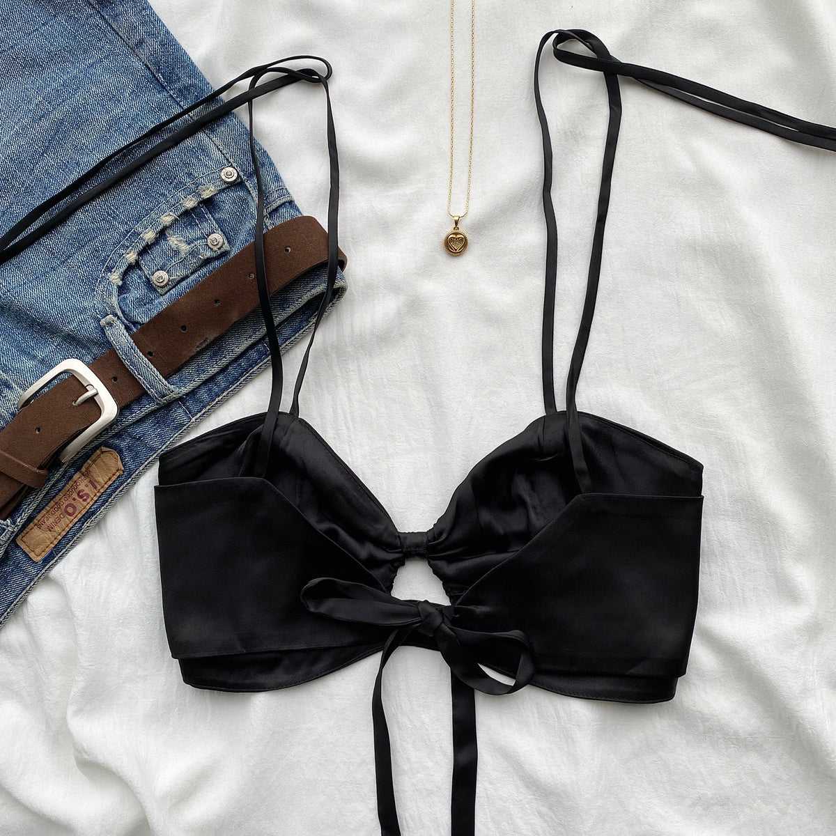 BLACK SATIN BRALETTE (Bust : 32-34)