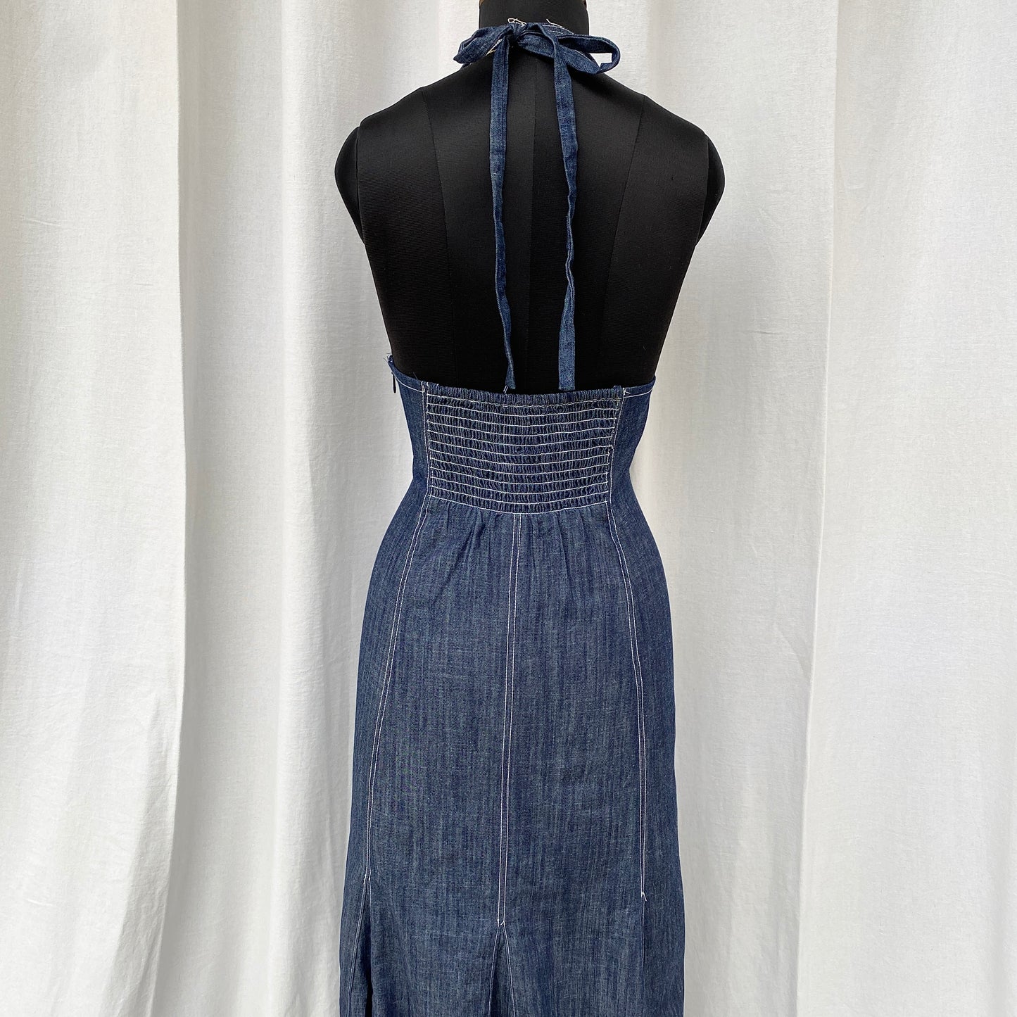 DENIM HALTER DRESS (Bust : 36-38, Upper Waist : 30-34)