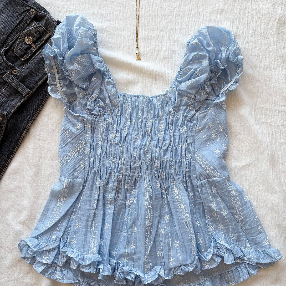 ODETTA TOP IN BLUE (Bust : 30-34, Upper Waist : 24-28)