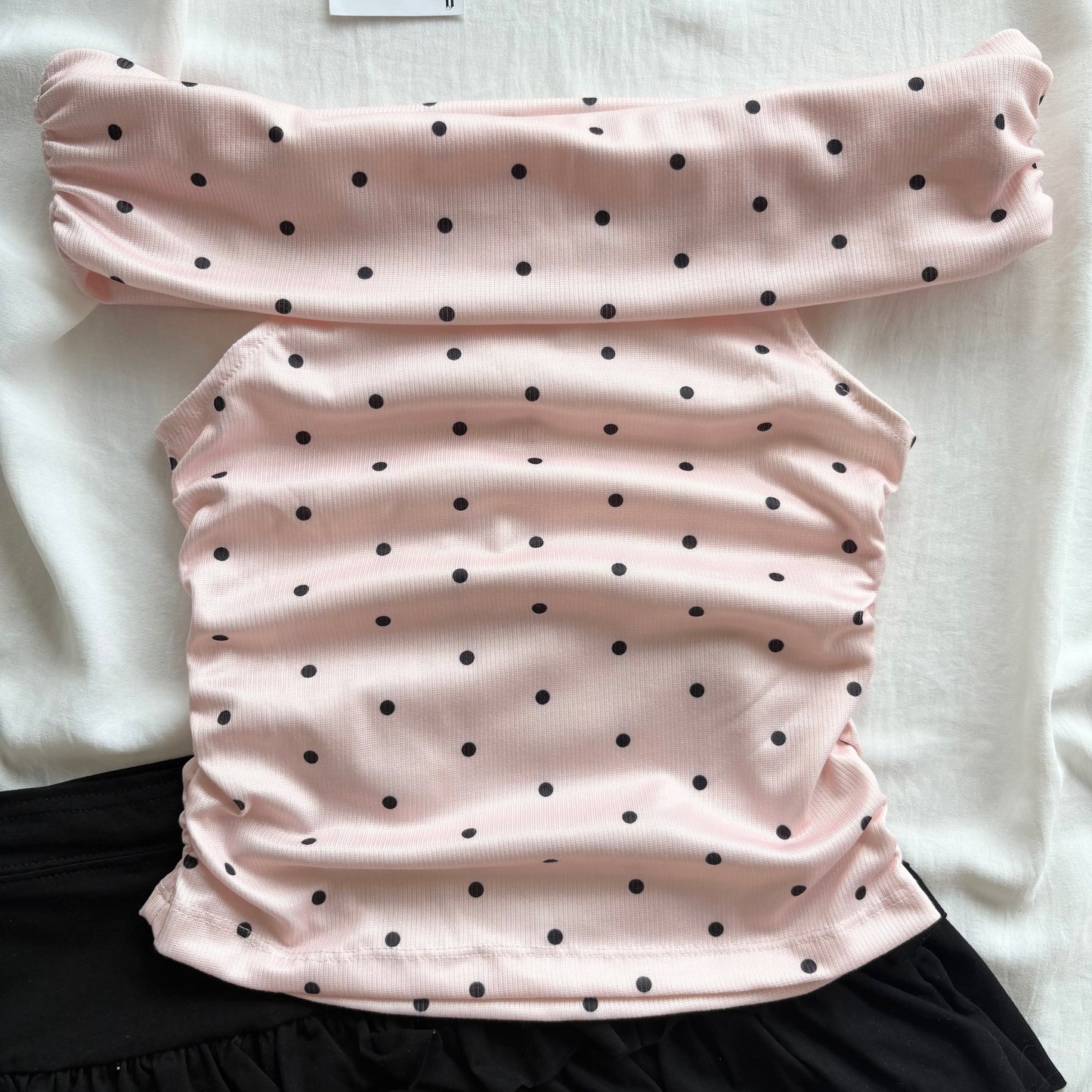 PINK OFF SHOULDER POLKA DOT (Bust : 28-32, Upper Waist : 22-28)