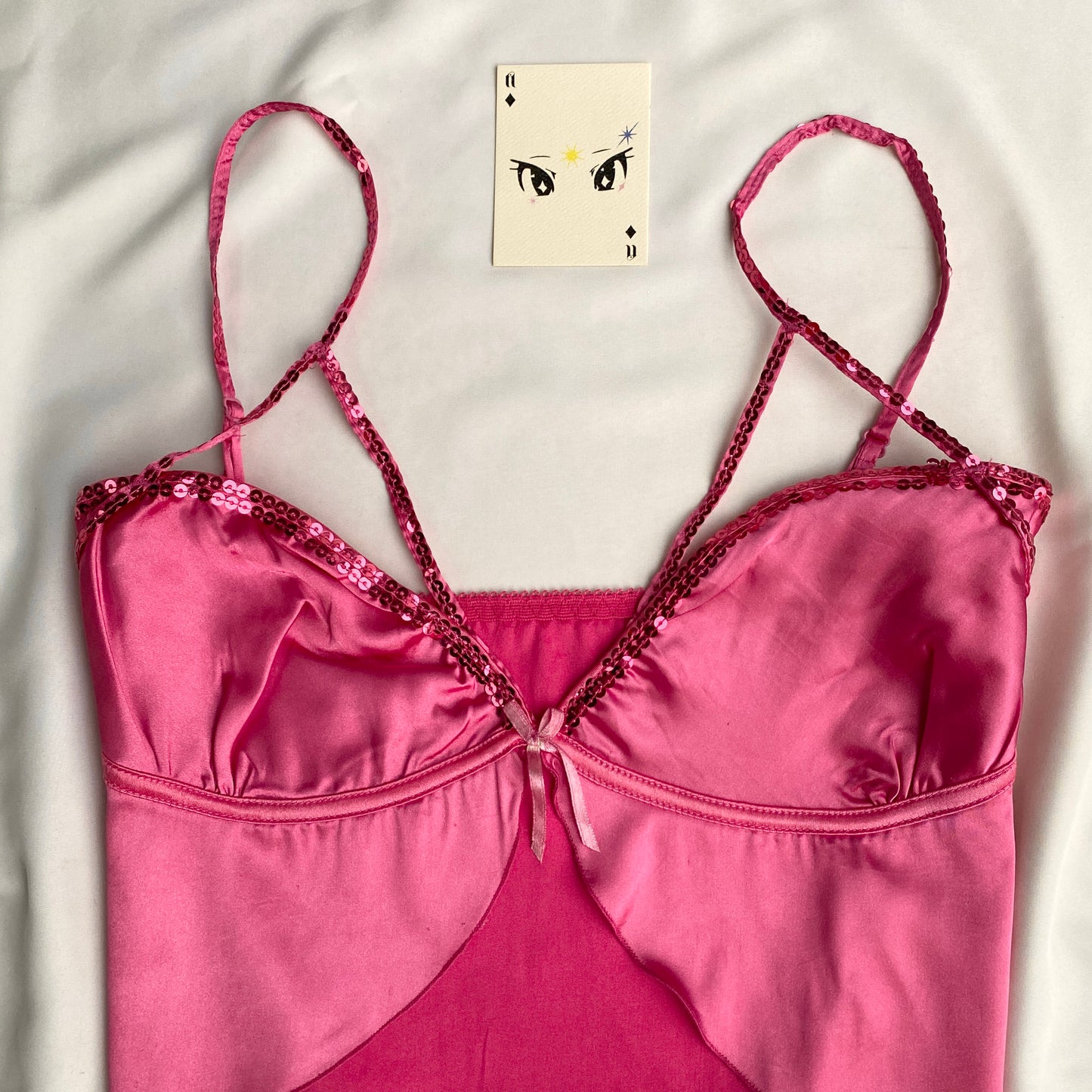 PINK SATIN TOP WITH SEQUIN DETAILING (Bust : 34-38, Upper Waist : 28-34)