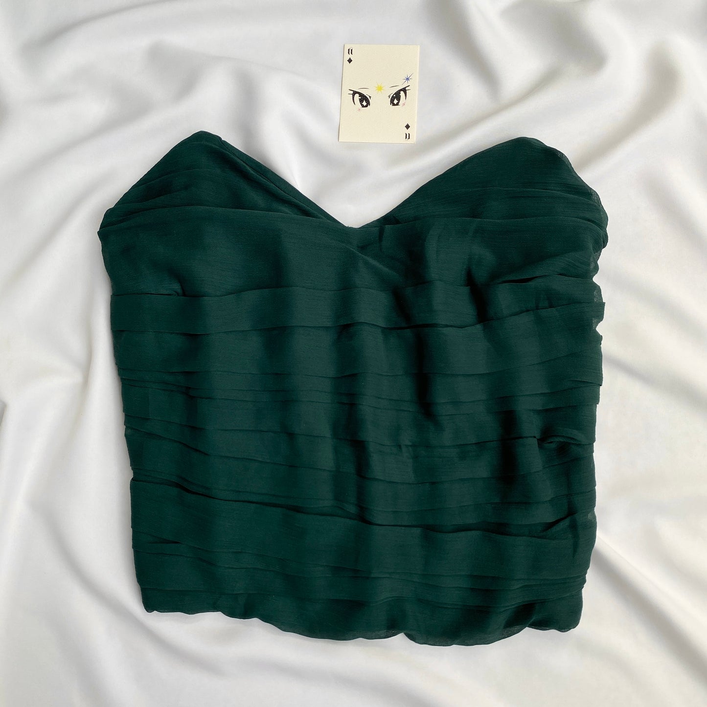 FOREST GREEN RUCHED CORSET (Bust : 40-44, Upper Waist : 36-42)