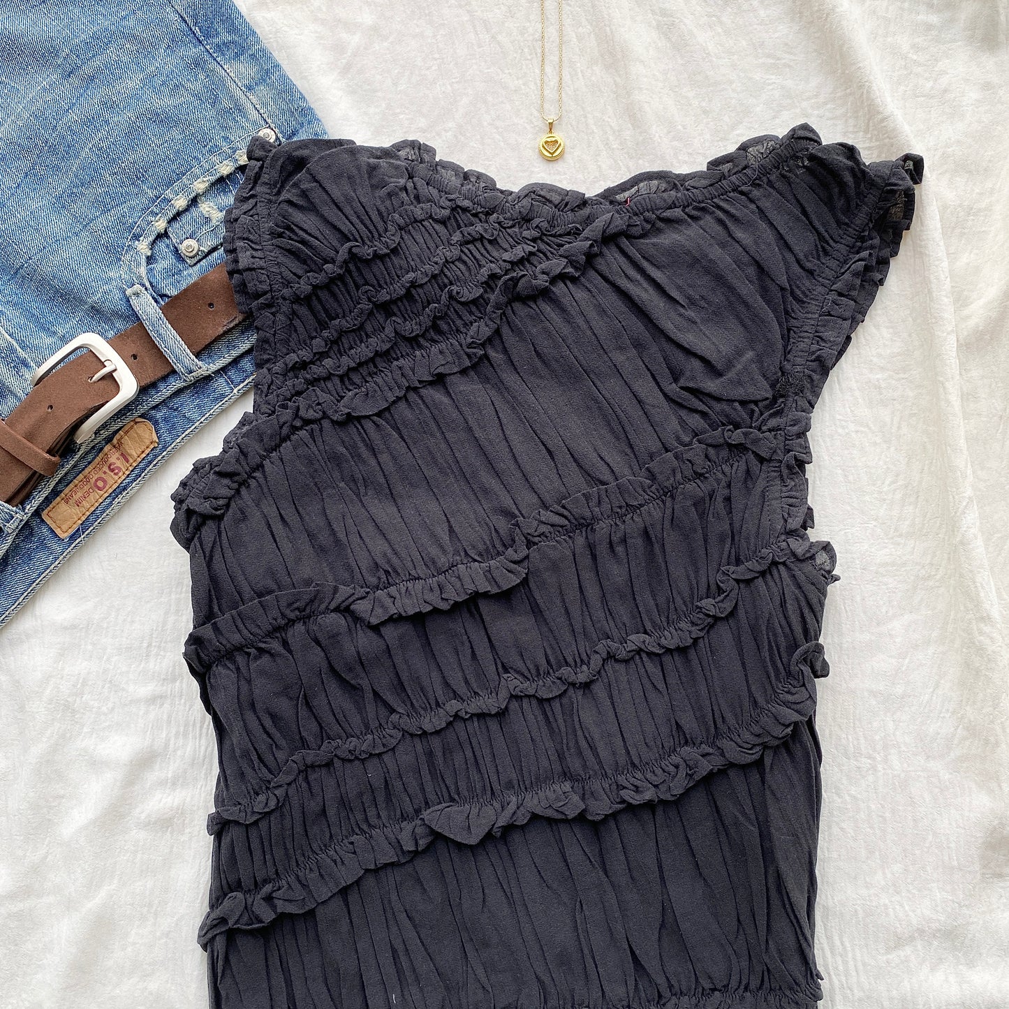 BLACK ASYMMETRIC TOP FROM FREE PEOPLE (Bust : 34-38, Upper Waist : 28-36)