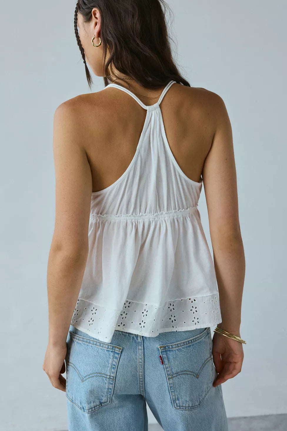 EYELET BABYDOLL TOP FROM URBAN OUTFITTERS IN WHITE (Multiple sizes available)