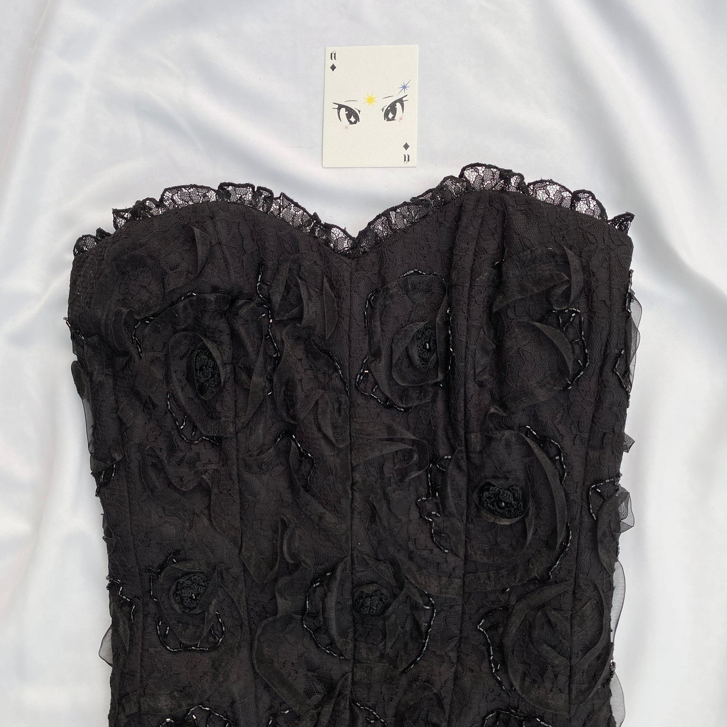 BLACK CORSET WITH ROSES (Bust : 34-36, Upper Waist : 28-30)
