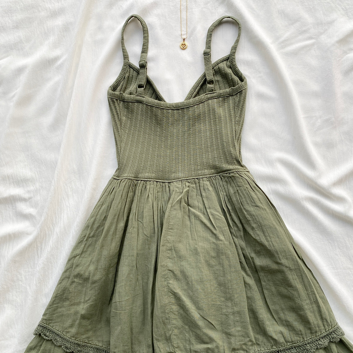 FIT AND FLARE DRESS IN OLIVE GREEN (Bust : 28-32, Upper Waist : 23-28)