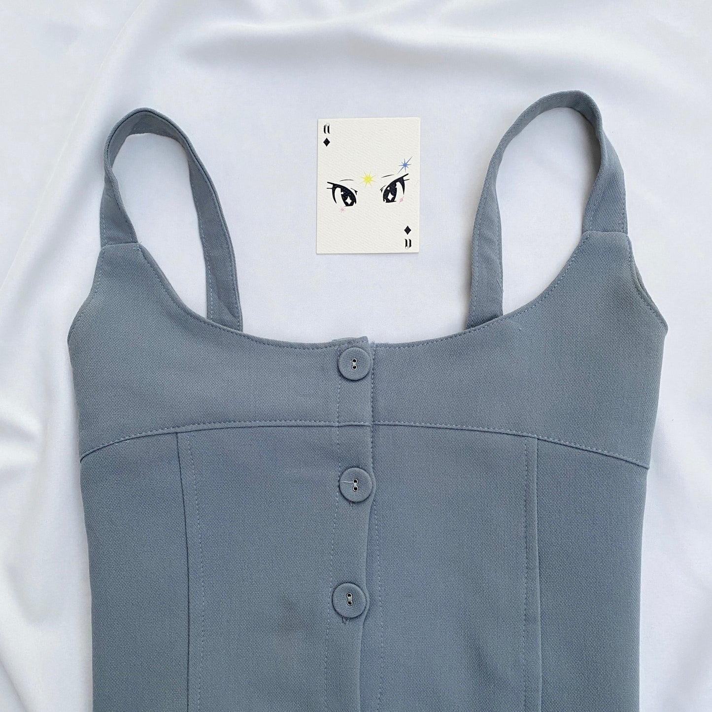 BLUE BUTTON DOWN TOP (Bust : 34-36, Upper Waist : 30-34)