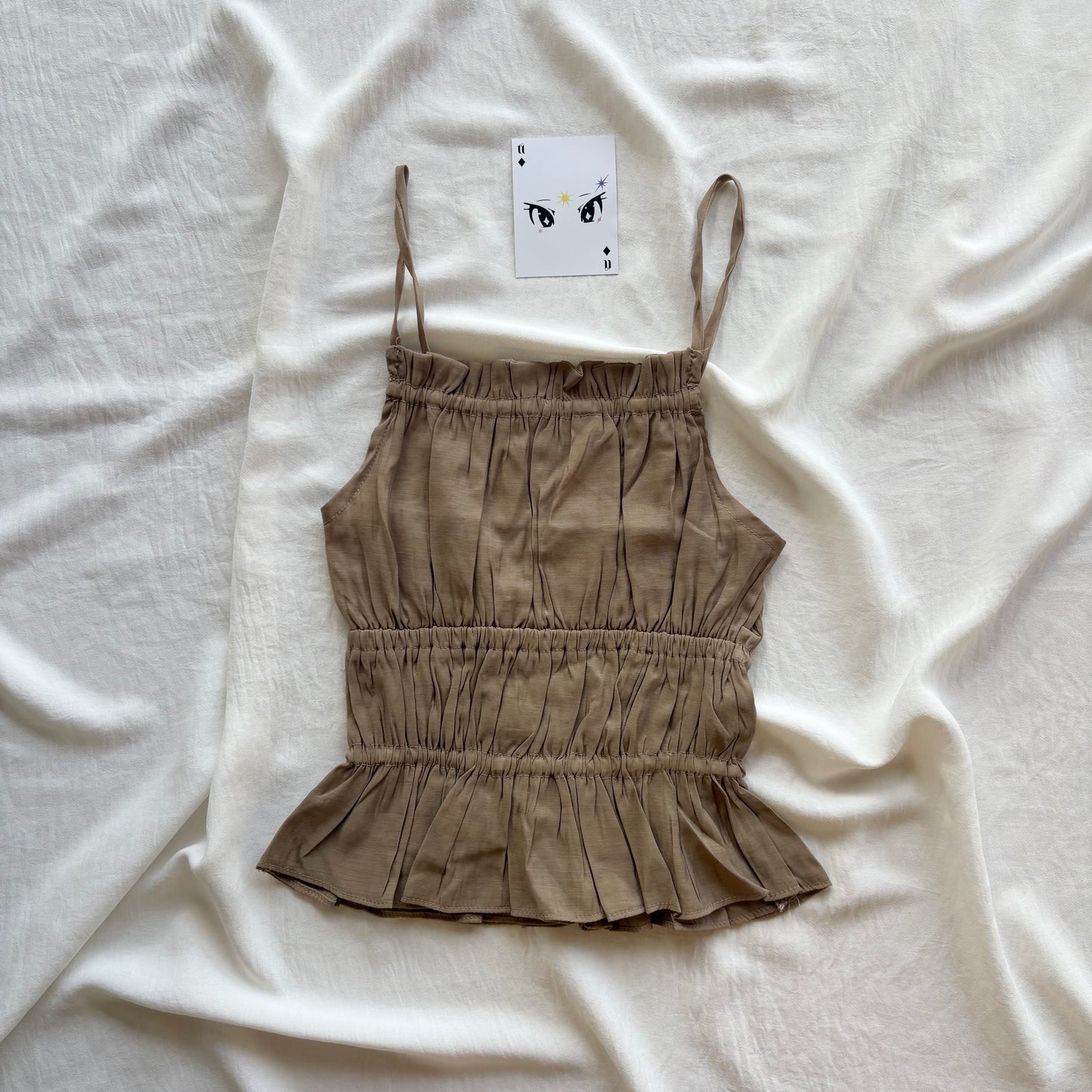 BROWN SMOCKED TOP (Bust : 28-32, Upper Waist : 22-26)