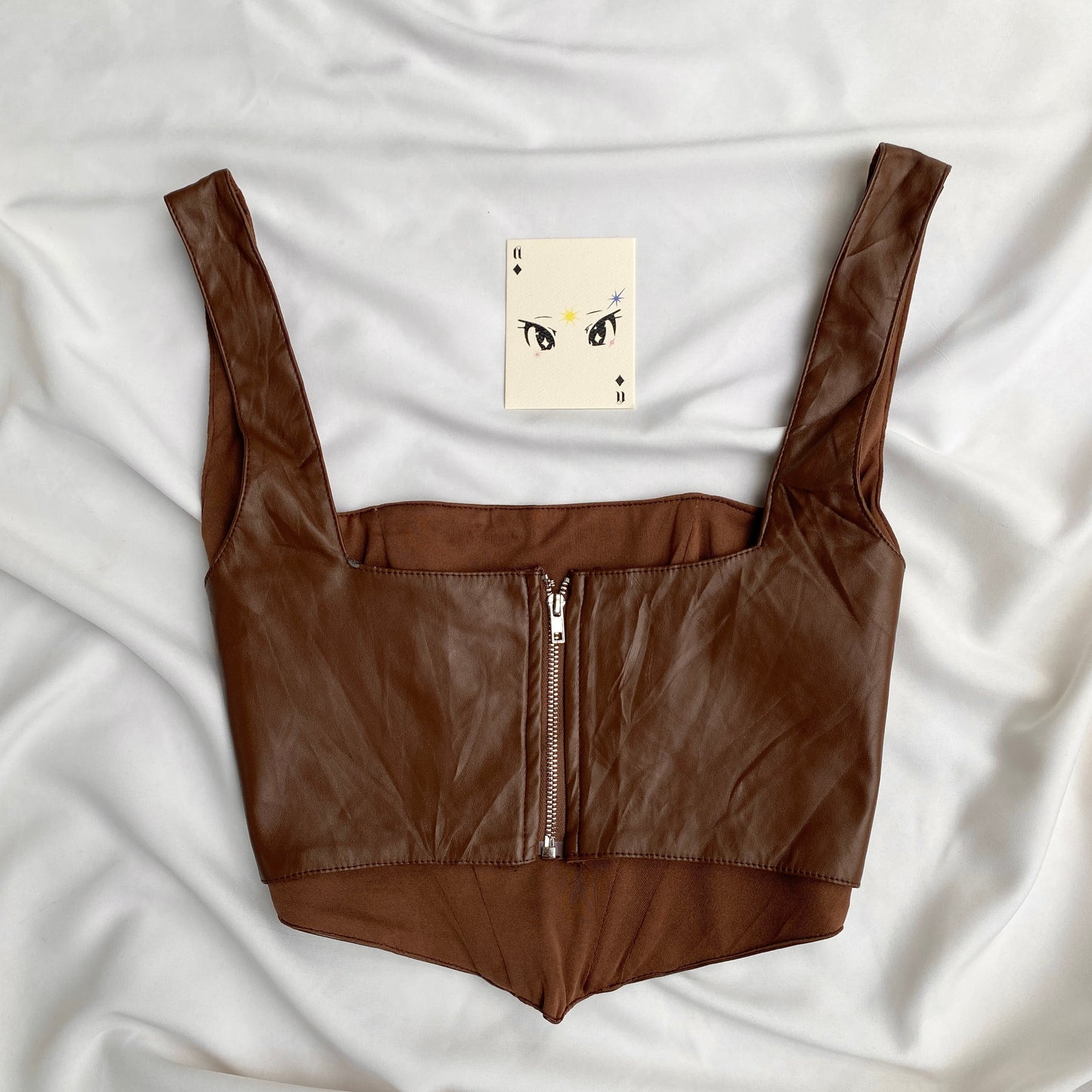 BROWN FAUX LEATHER CORSET FROM WHOIAM (Bust : 32-34, Upper Waist : 26-30)