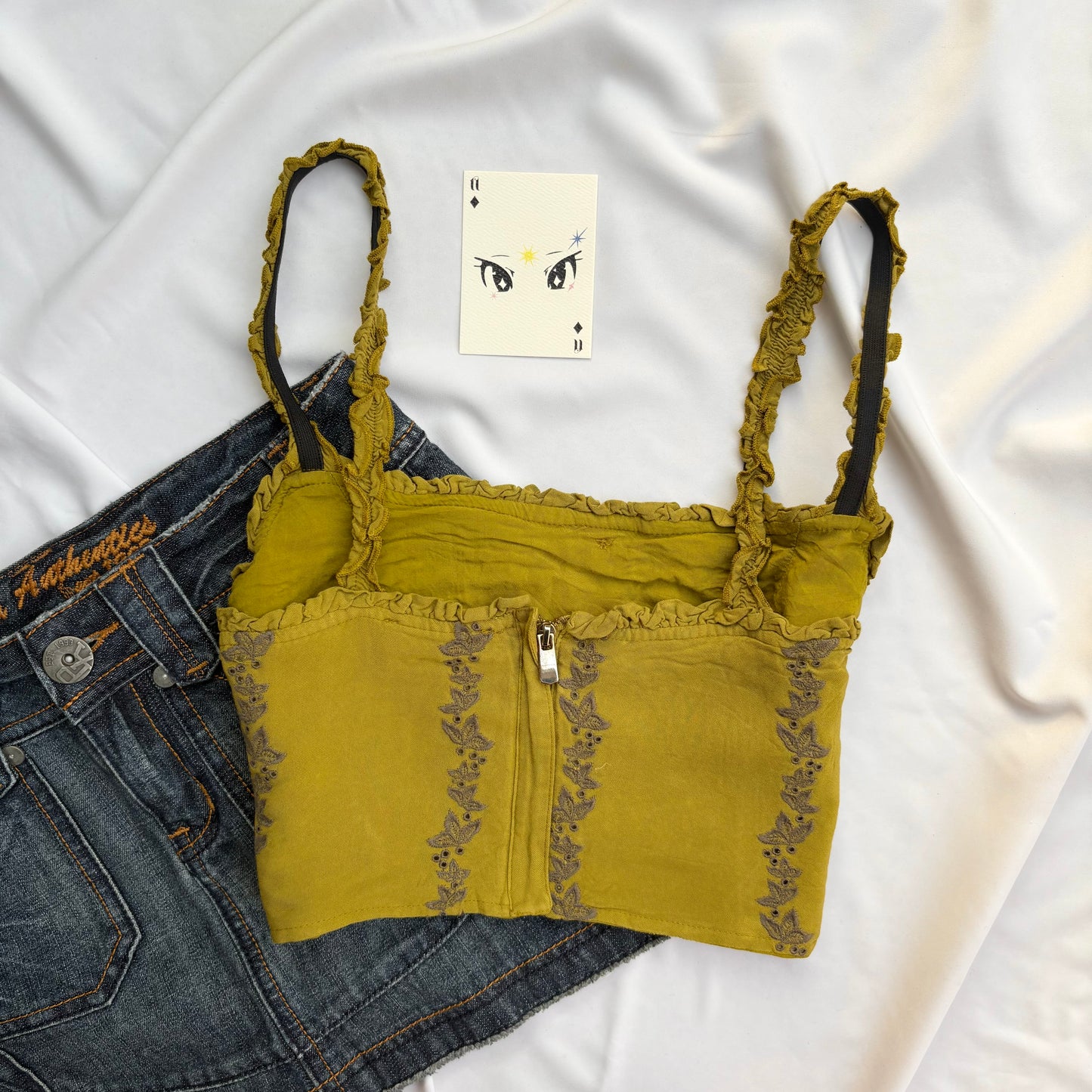 GREEN EMBROIDERED TOP (Bust : 32-34, Upper Waist : 26-29)