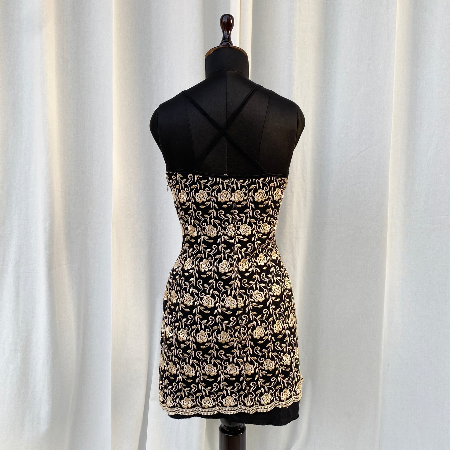 BLACK EMBROIDERED DRESS (Bust : 32-34, Upper Waist : 28-30)