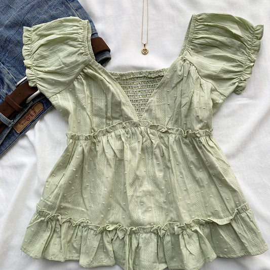FLEUR TOP IN GREEN (Bust : 30-34, Upper Waist : 24-28)