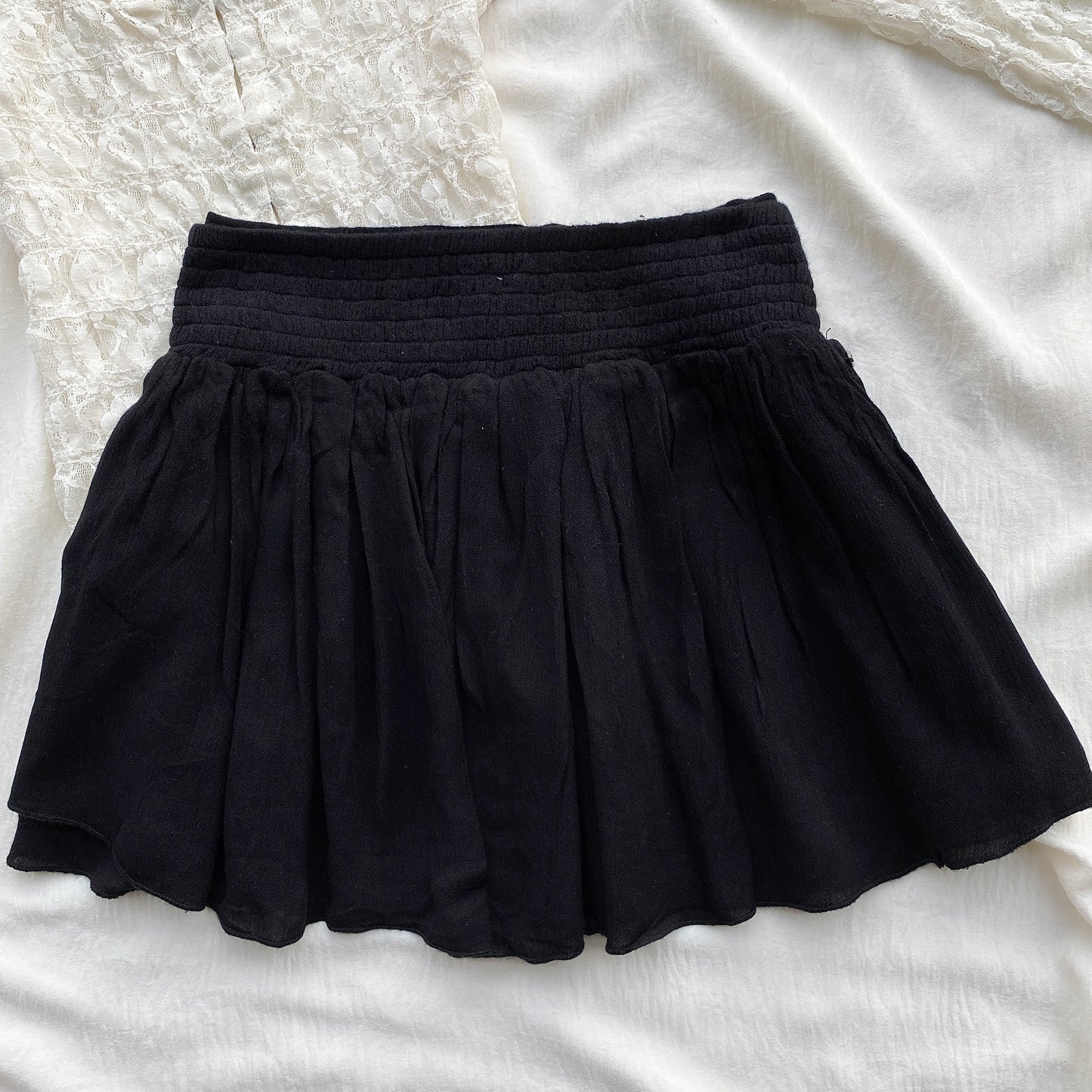 BLACK SKIRT WITH EMBROIDERED BAND FROM RIPCURL (Waist : 22-26)