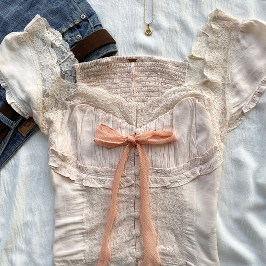 PEACH BLOUSE FROM FREE PEOPLE (Bust : 34-36, Upper Waist : 28-32)