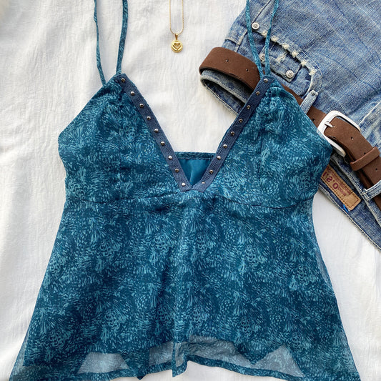 BLUE STUDDED TOP FROM MANGO (Sizes available)
