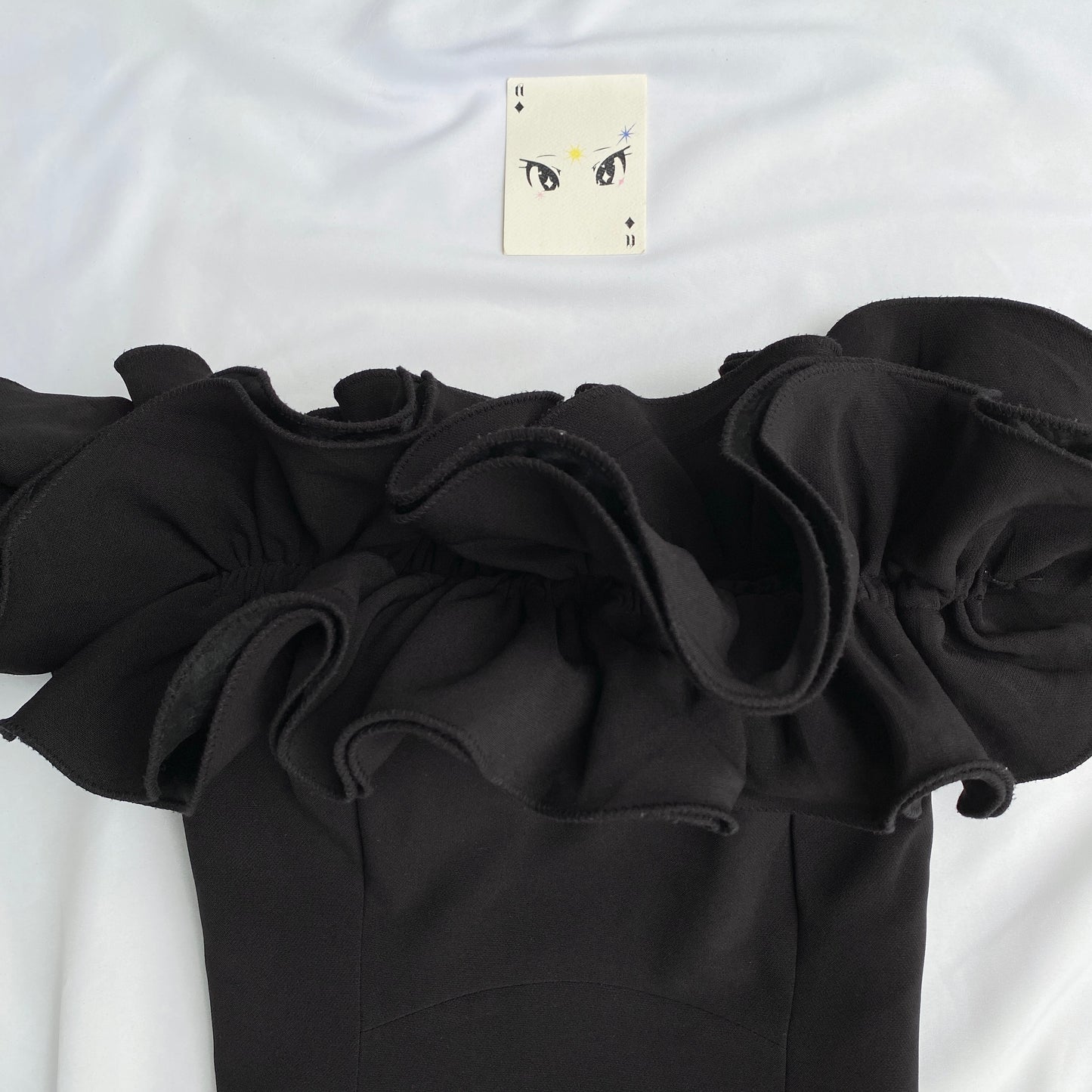 BLACK RUFFLED OFF SHOULDER CORSET (Bust : 32-34, Upper Waist : 28-30)