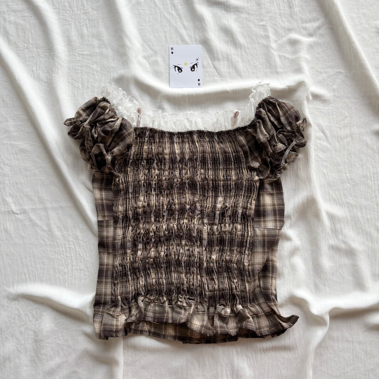 BROWN PLAID TOP (Bust : 30-34, Upper Waist : 24-28)