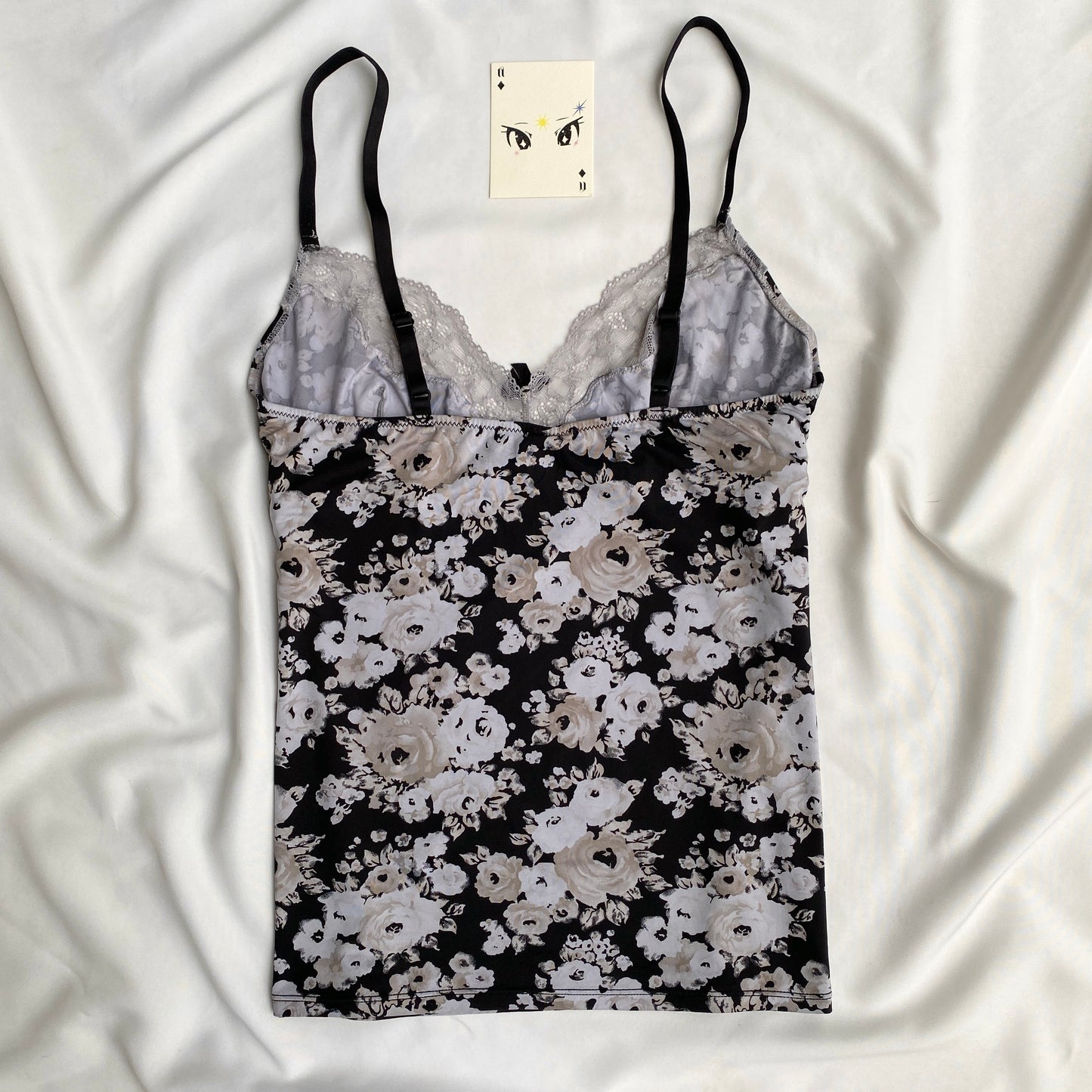 BLACK FLORAL CAMI TOP (Bust : 32-34, Upper Waist : 26-34)