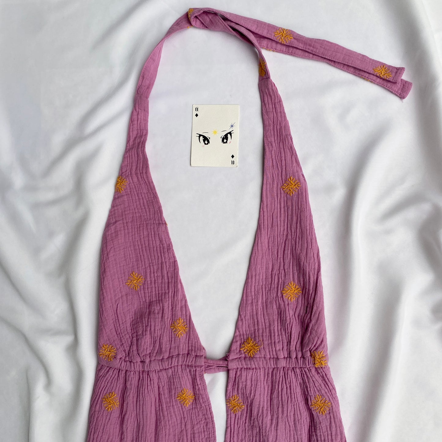PINK EMBROIDERED HALTER TOP (TWO SIZES)