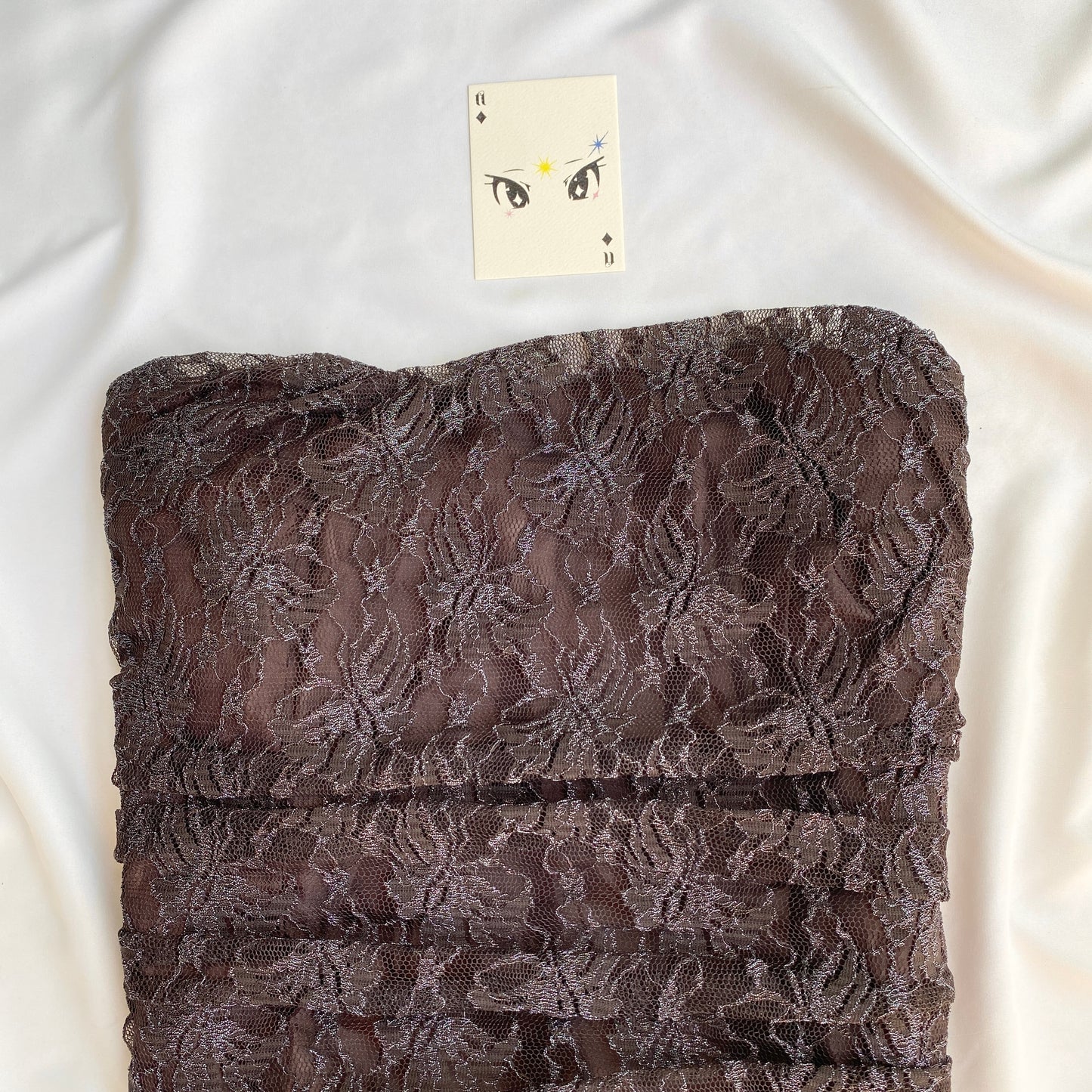 BROWN LACE RUCHED CORSET (Bust : 34-36, Upper Waist : 30-32)