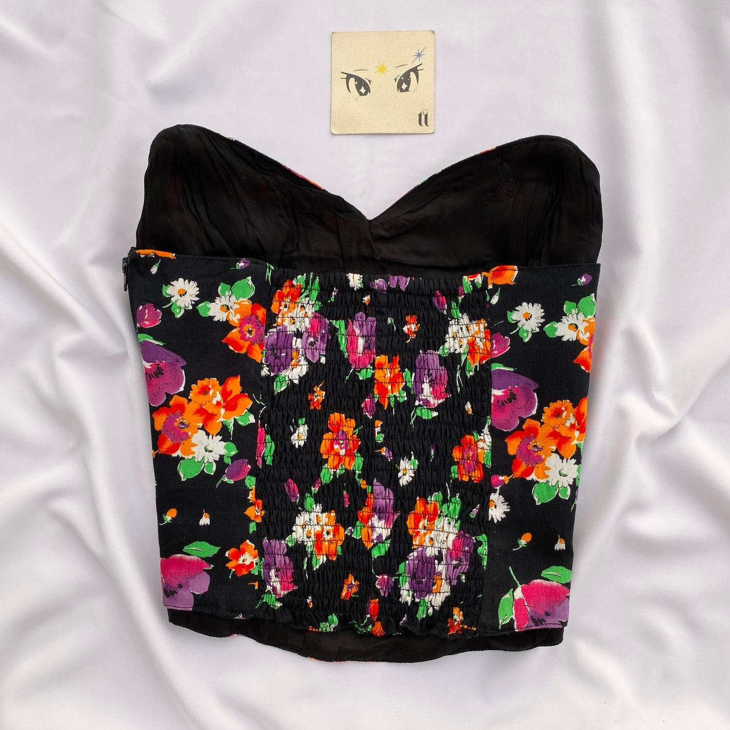 BLACK FLORAL CORSET (BUST : 30-34)