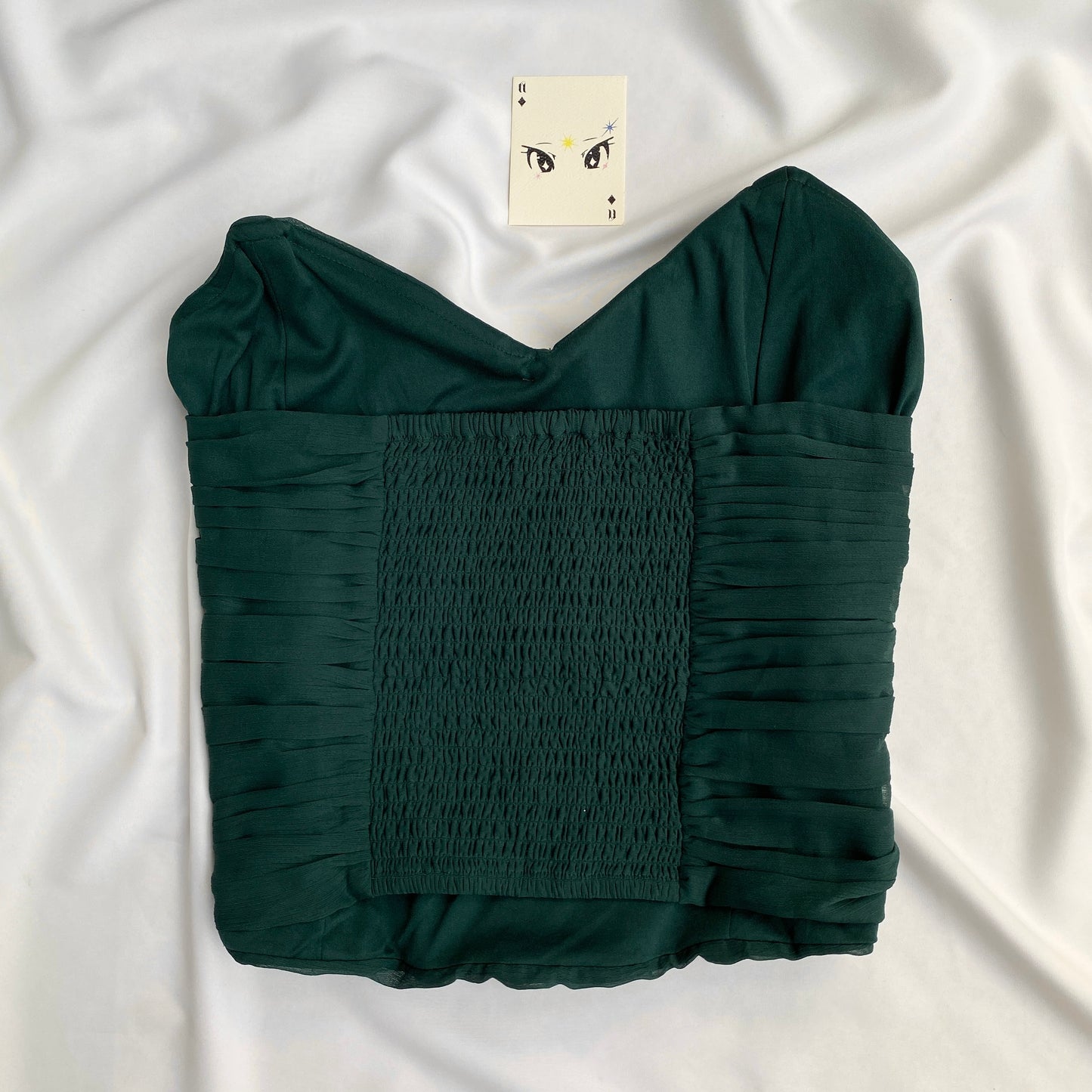 FOREST GREEN RUCHED CORSET (Bust : 40-44, Upper Waist : 36-42)