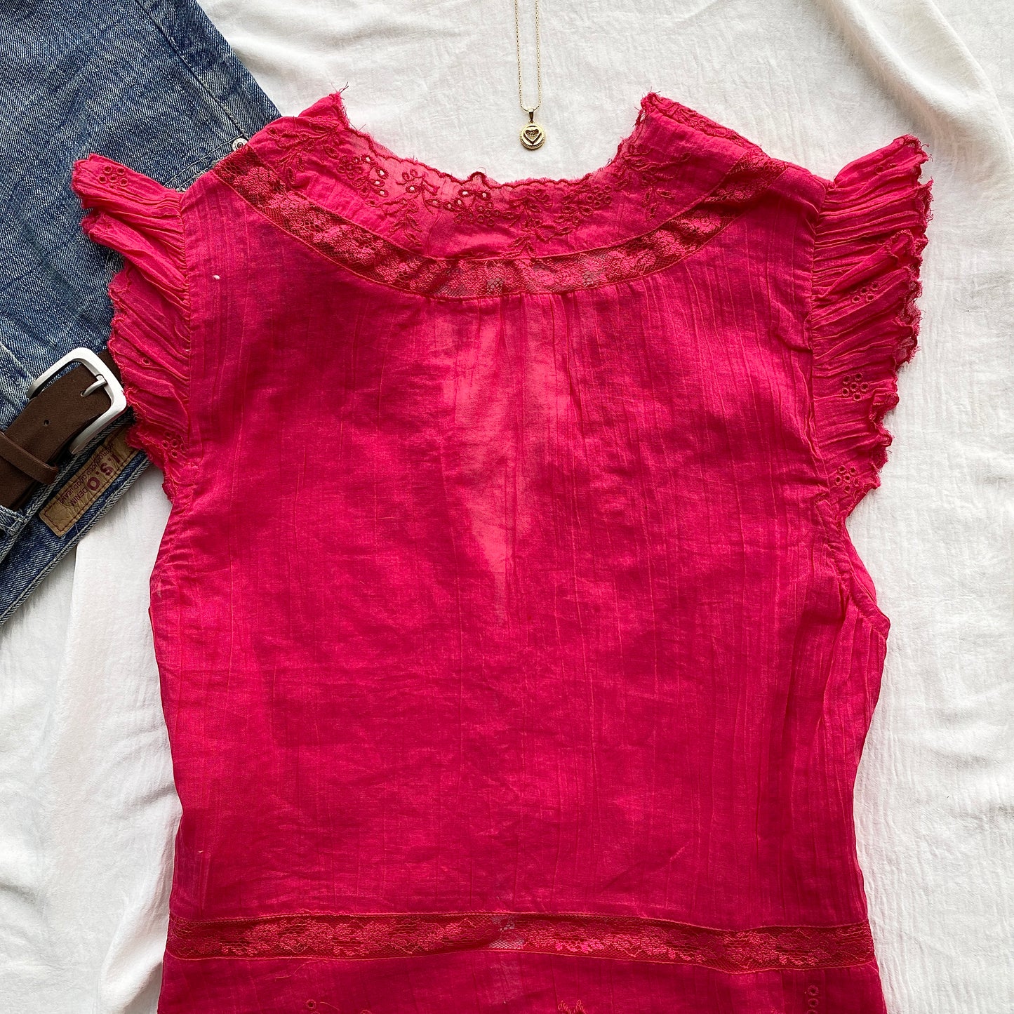 RED LACE TOP FROM FREE PEOPLE (Bust : 38-40, Upper Waist : 32-38)