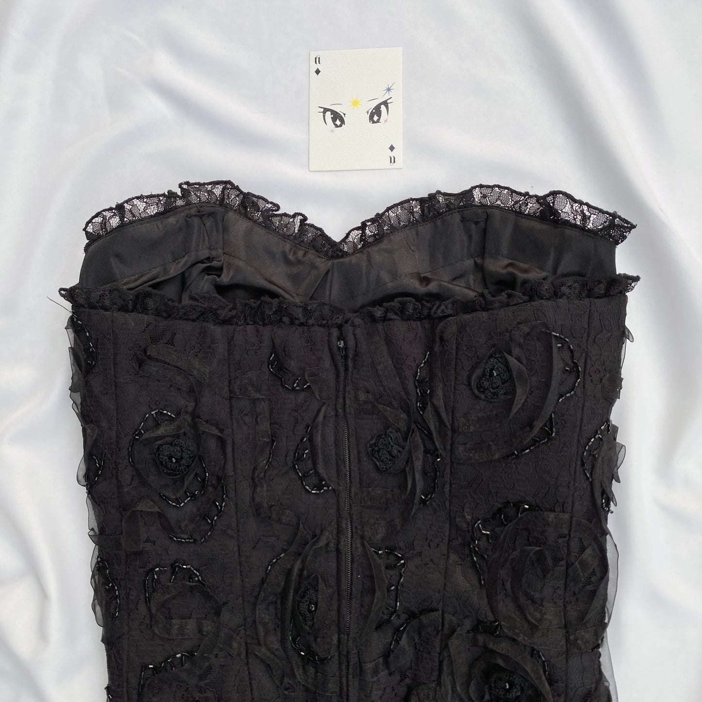 BLACK CORSET WITH ROSES (Bust : 34-36, Upper Waist : 28-30)