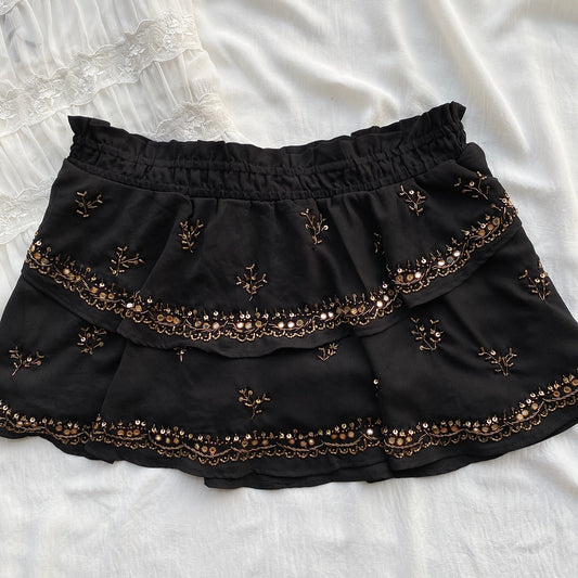 BLACK EMBELLISHED SKIRT FROM FREE PEOPLE (Waist : 28-34)