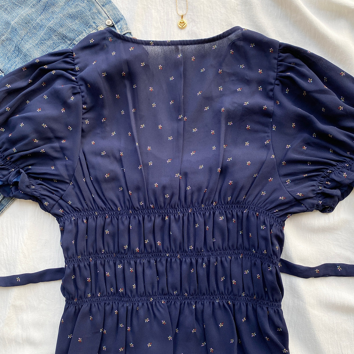 BLUE RUCHED TOP FROM FREE PEOPLE (Two sizes)