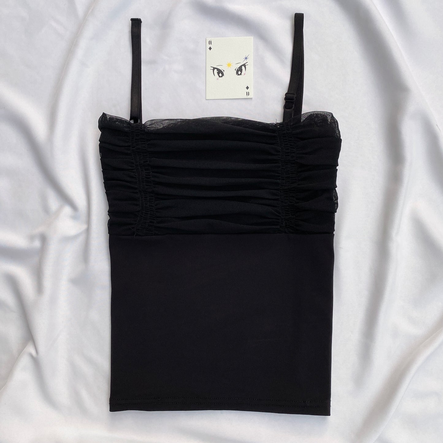 BLACK RUCHED TOP (Bust : 30-34, Upper Waist : 28-32)