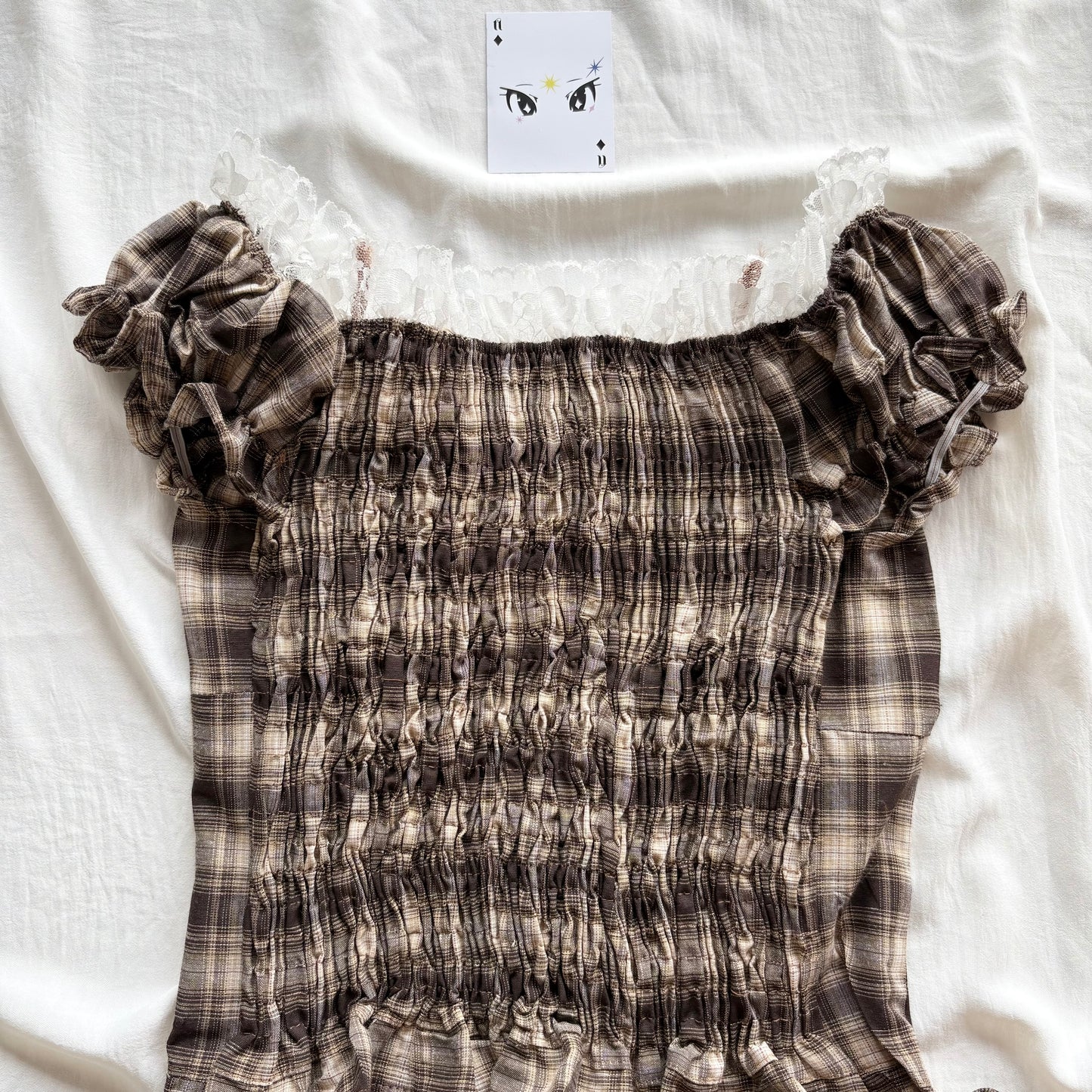 BROWN PLAID TOP (Bust : 30-34, Upper Waist : 24-28)