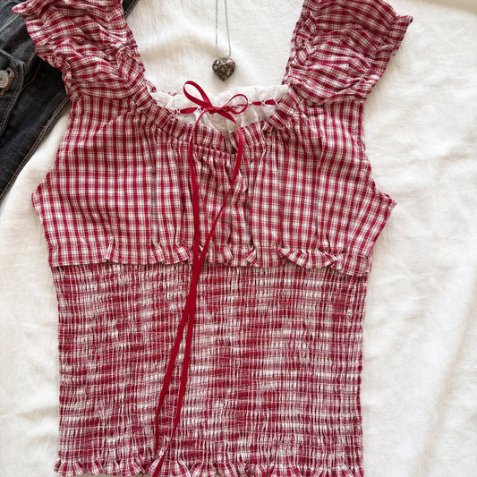 SUKI TOP IN RED (Bust : 30-34, Upper Waist : 24-29)