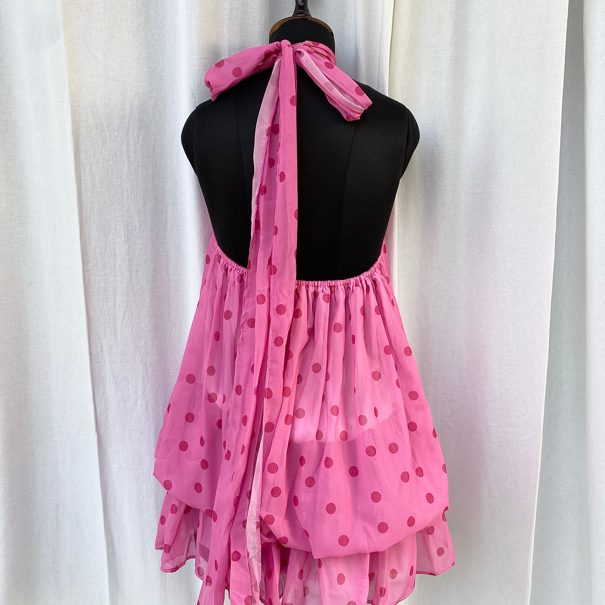 PINK POLKA DOT DRESS (Bust : 28-34, Upper Waist : 23-29)