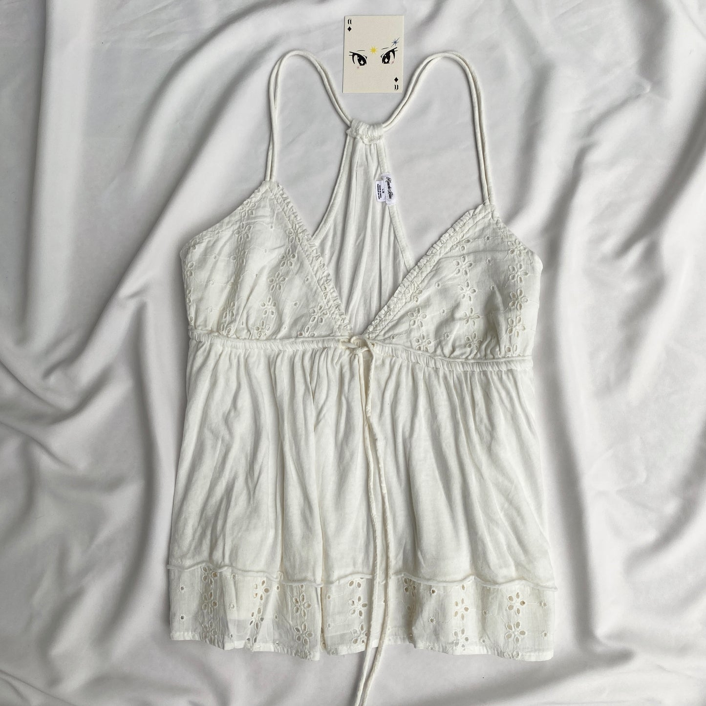 EYELET BABYDOLL TOP FROM URBAN OUTFITTERS IN WHITE (Multiple sizes available)