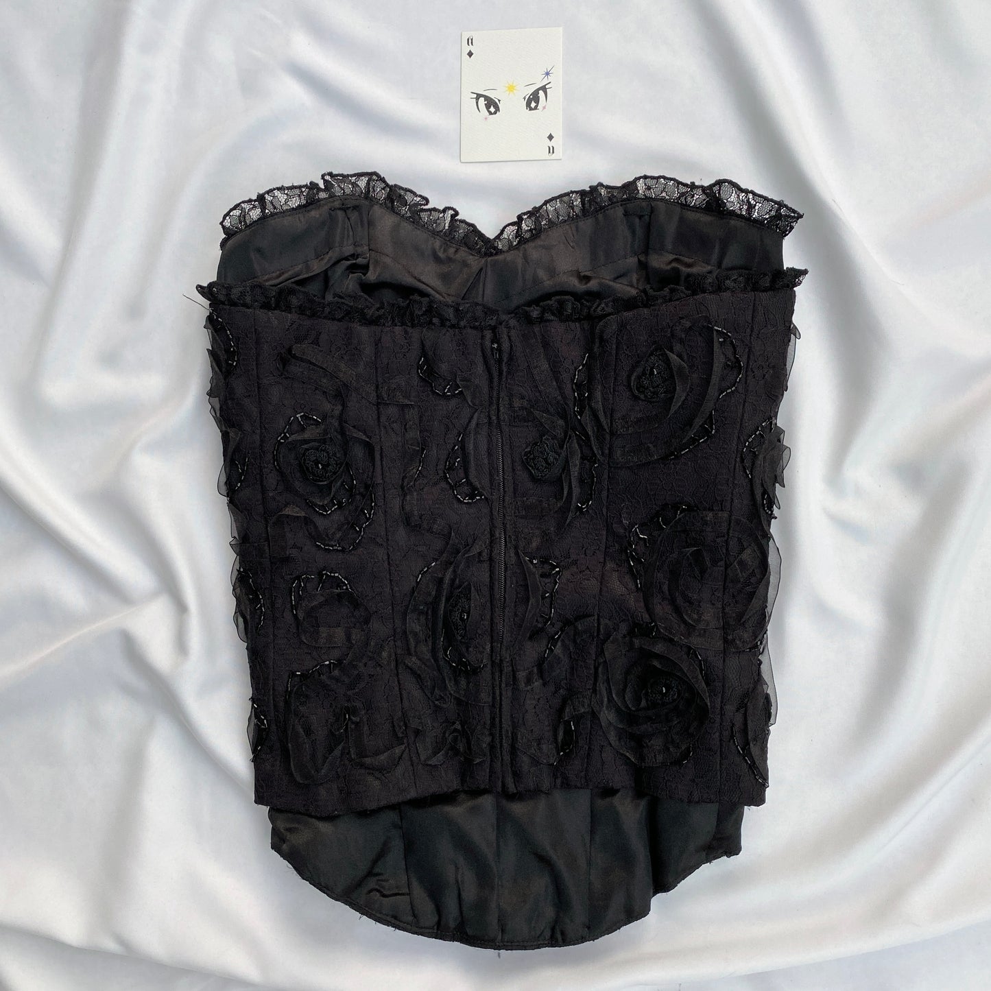 BLACK CORSET WITH ROSES (Bust : 34-36, Upper Waist : 28-30)