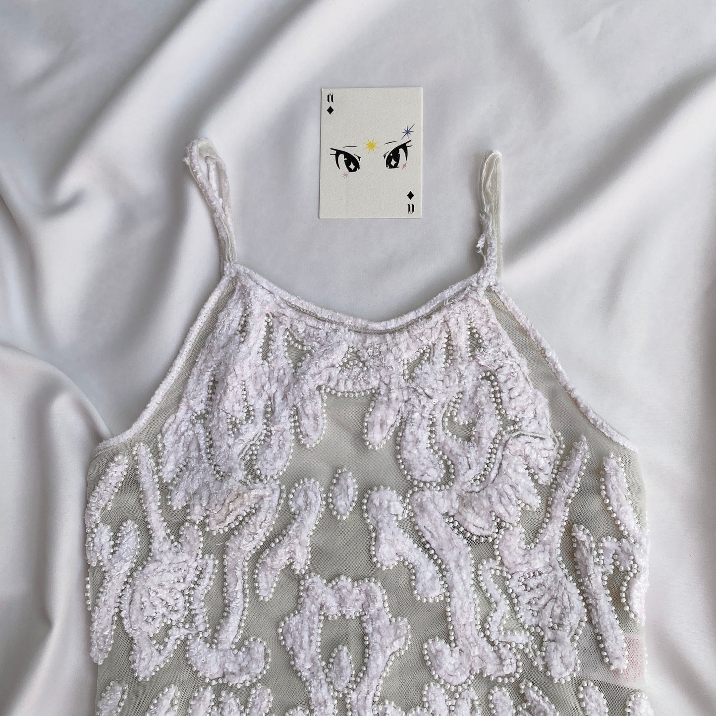 WHITE EMBELLISHED TOP FROM TOPSHOP (Bust : 34-36, Upper Waist : 28-32)