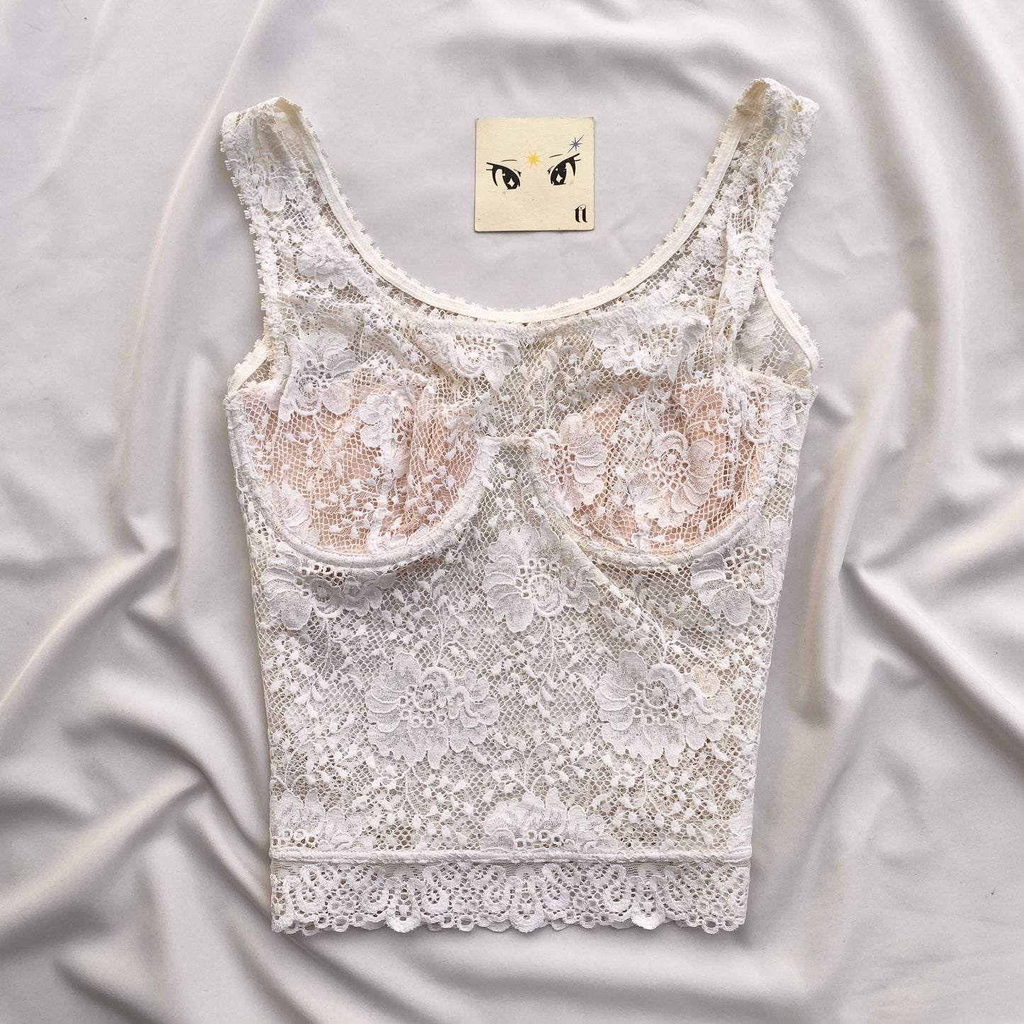 WHITE LACE BUSTIER TOP