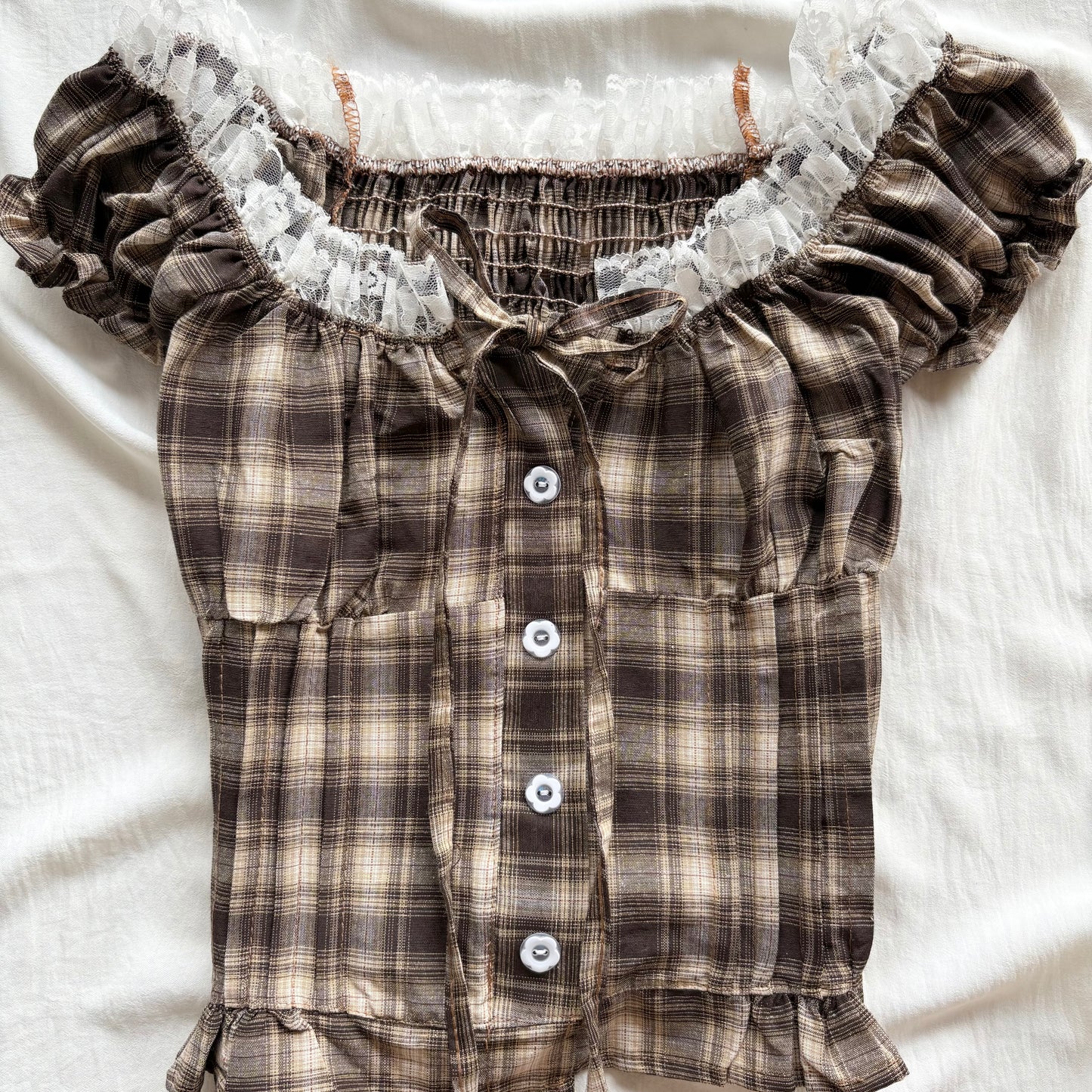 BROWN PLAID TOP (Bust : 30-34, Upper Waist : 24-28)
