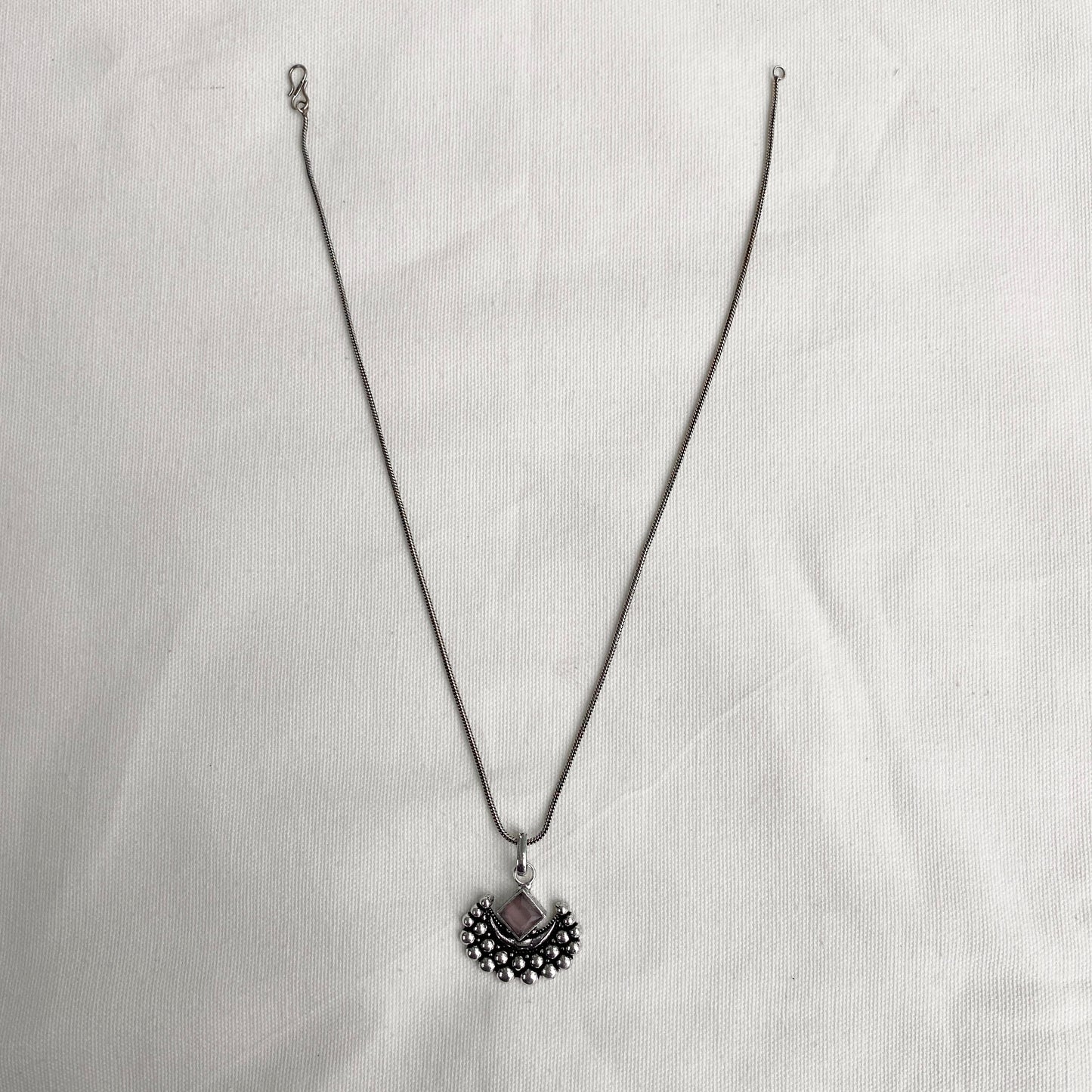 CRESCENT STONE NECKLACE AND EARRING