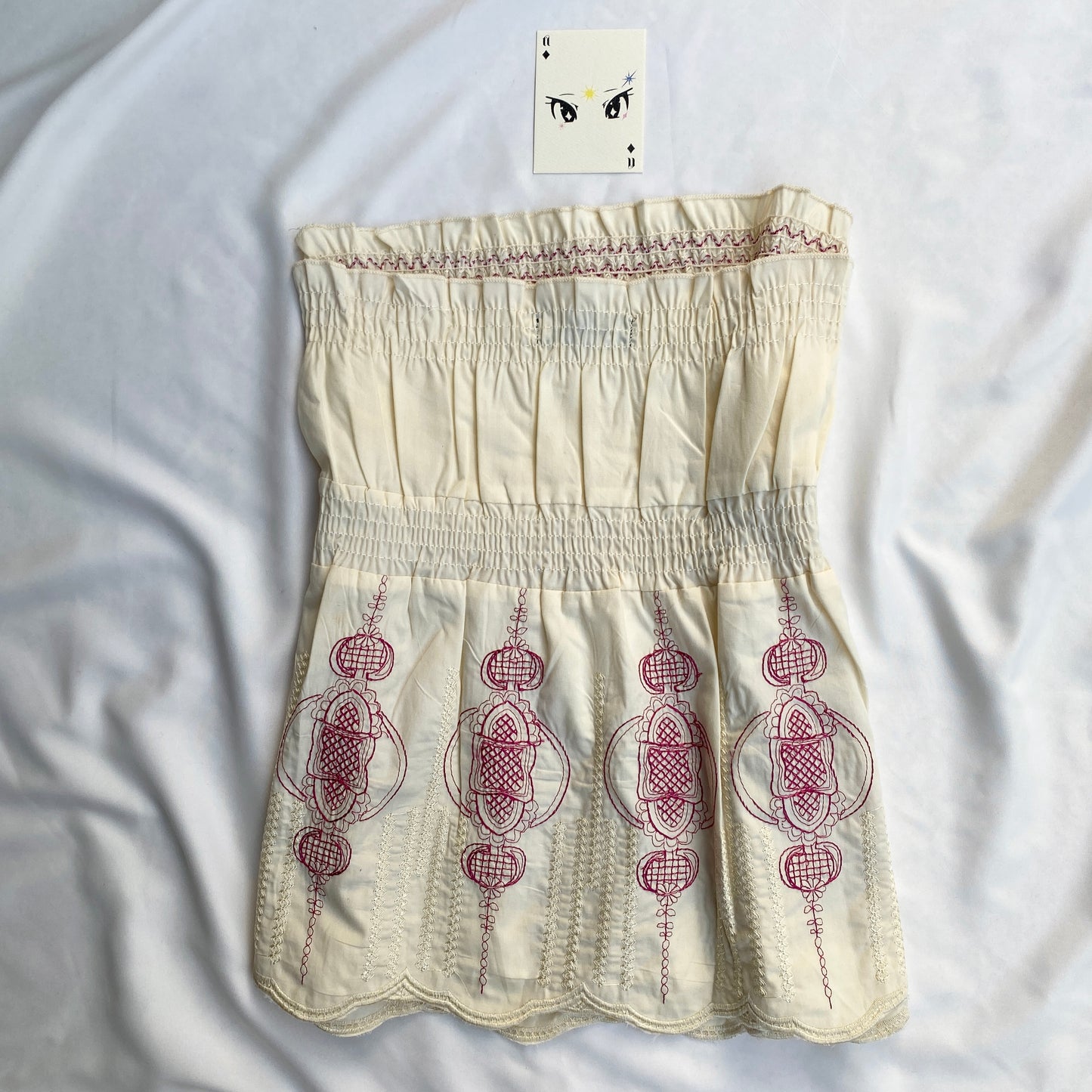 CREAM EMBROIDERED BABYDOLL TUBE TOP (Bust : 34-38, Upper Waist : 28-38)