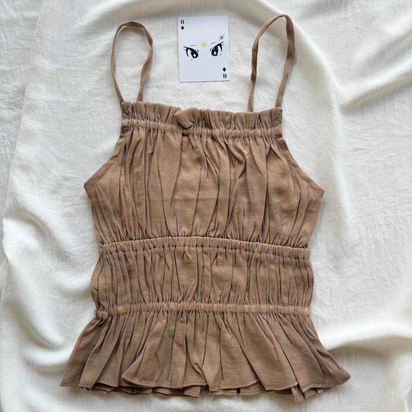 BROWN SMOCKED TOP (Bust : 28-32, Upper Waist : 22-26)