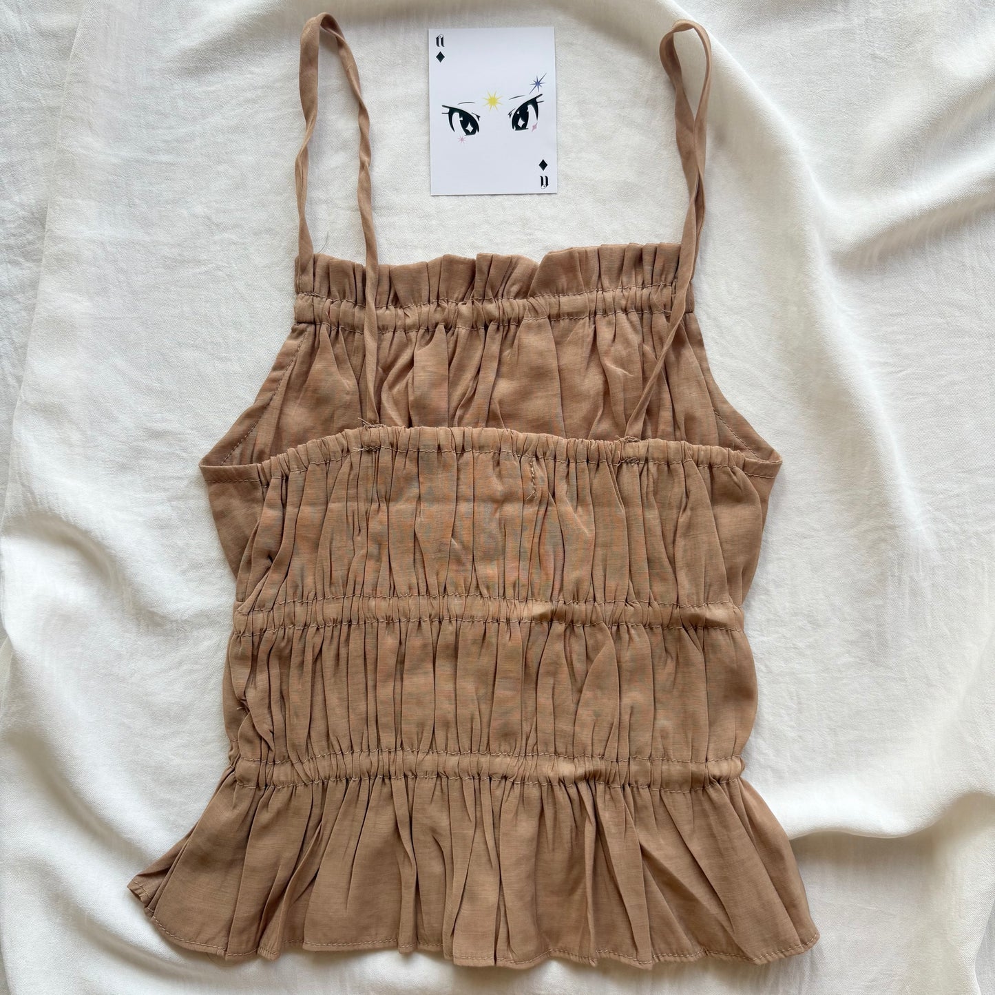 BROWN SMOCKED TOP (Bust : 28-32, Upper Waist : 22-26)