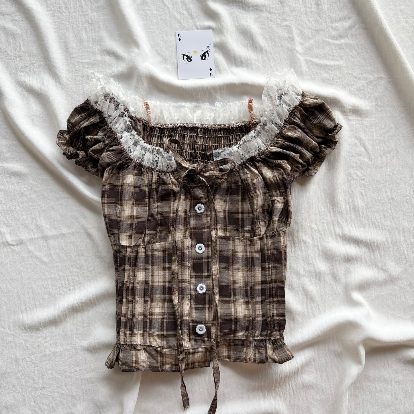 BROWN PLAID TOP (Bust : 30-34, Upper Waist : 24-28)