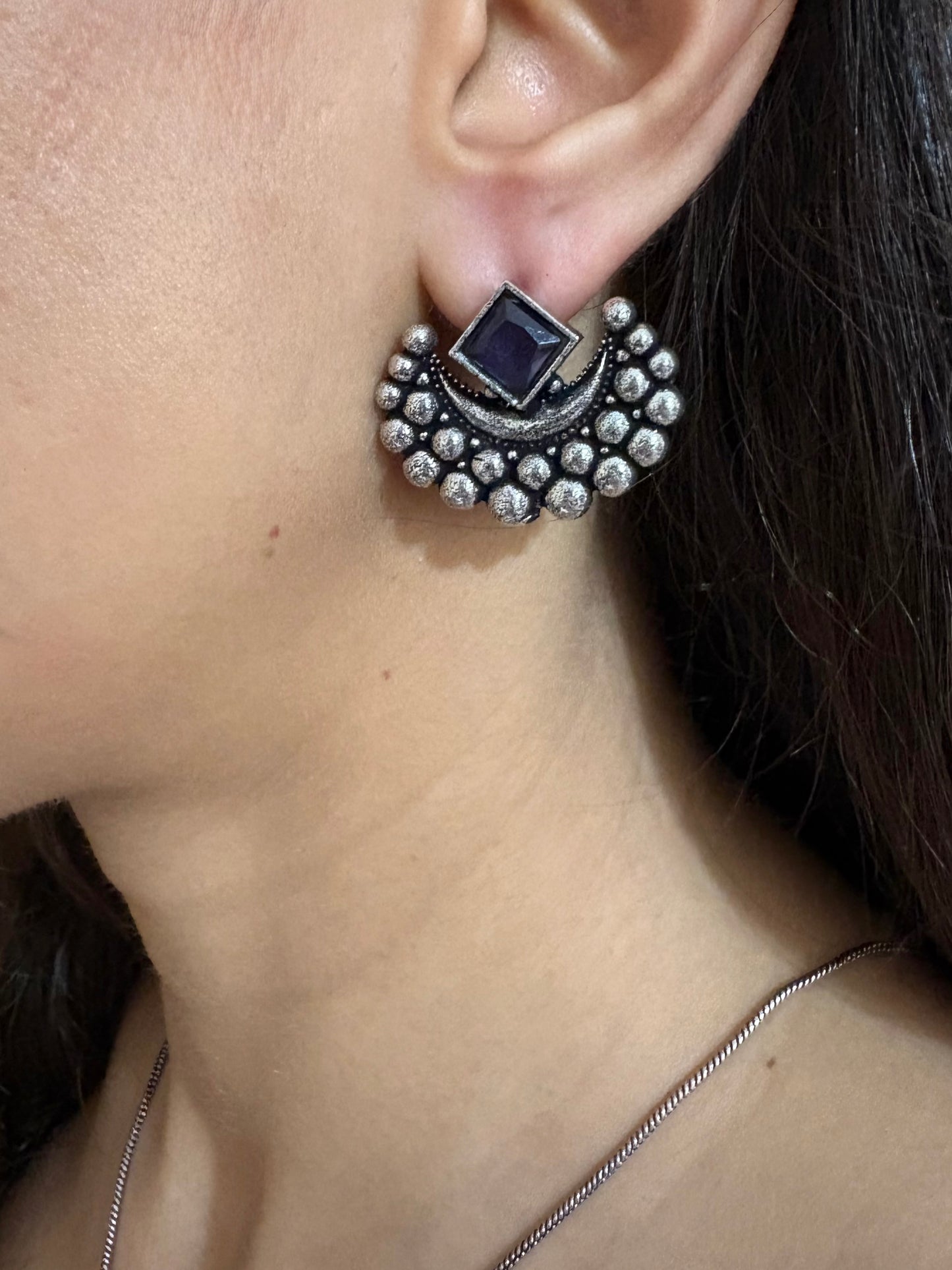 CRESCENT STONE NECKLACE AND EARRING
